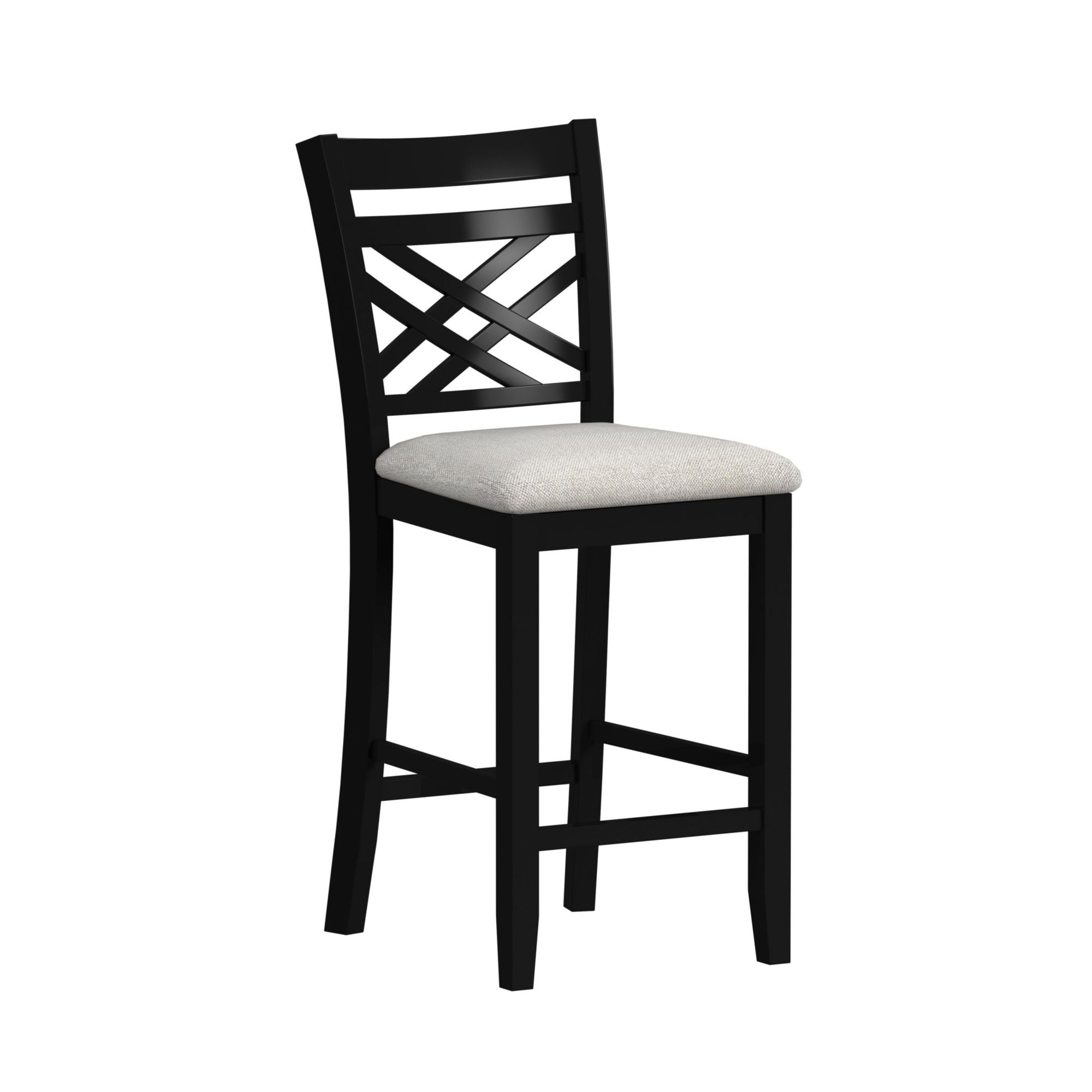 Brooks 5Pc Counter Set With Table And 4 Uph Seat & Wood Back Chairs In Medium Brown & Black