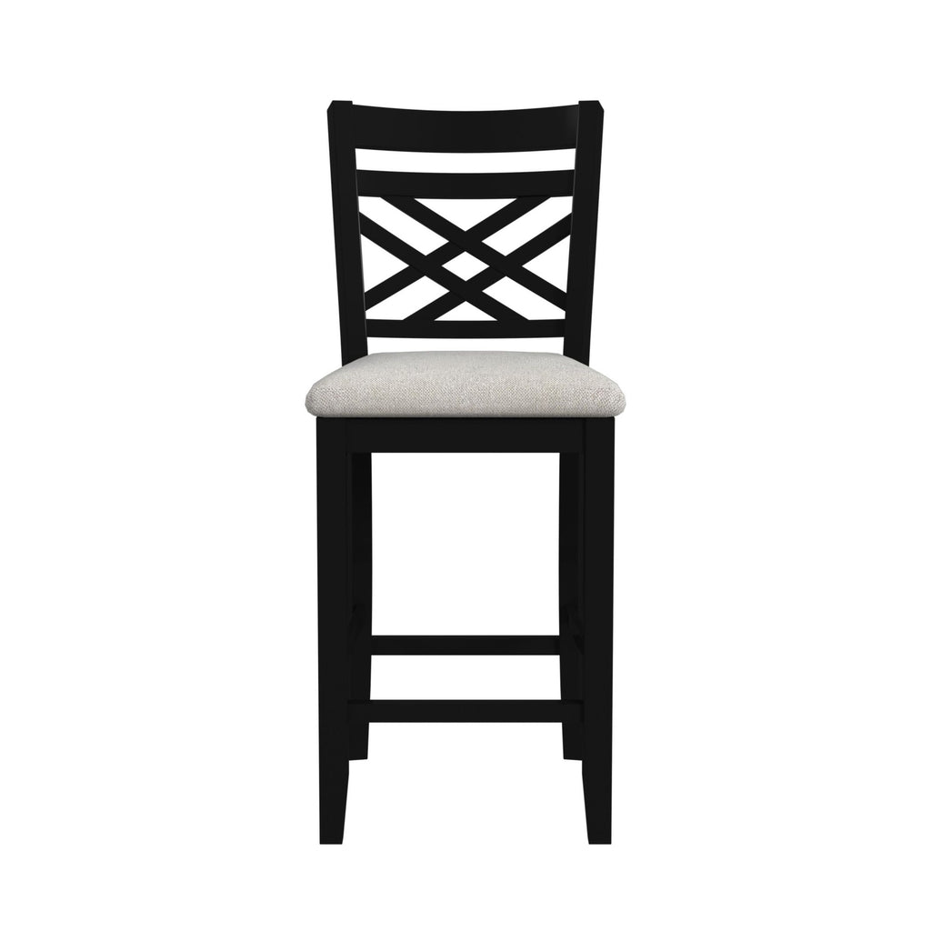 Brooks 5Pc Counter Set With Table And 4 Uph Seat & Wood Back Chairs In Medium Brown & Black