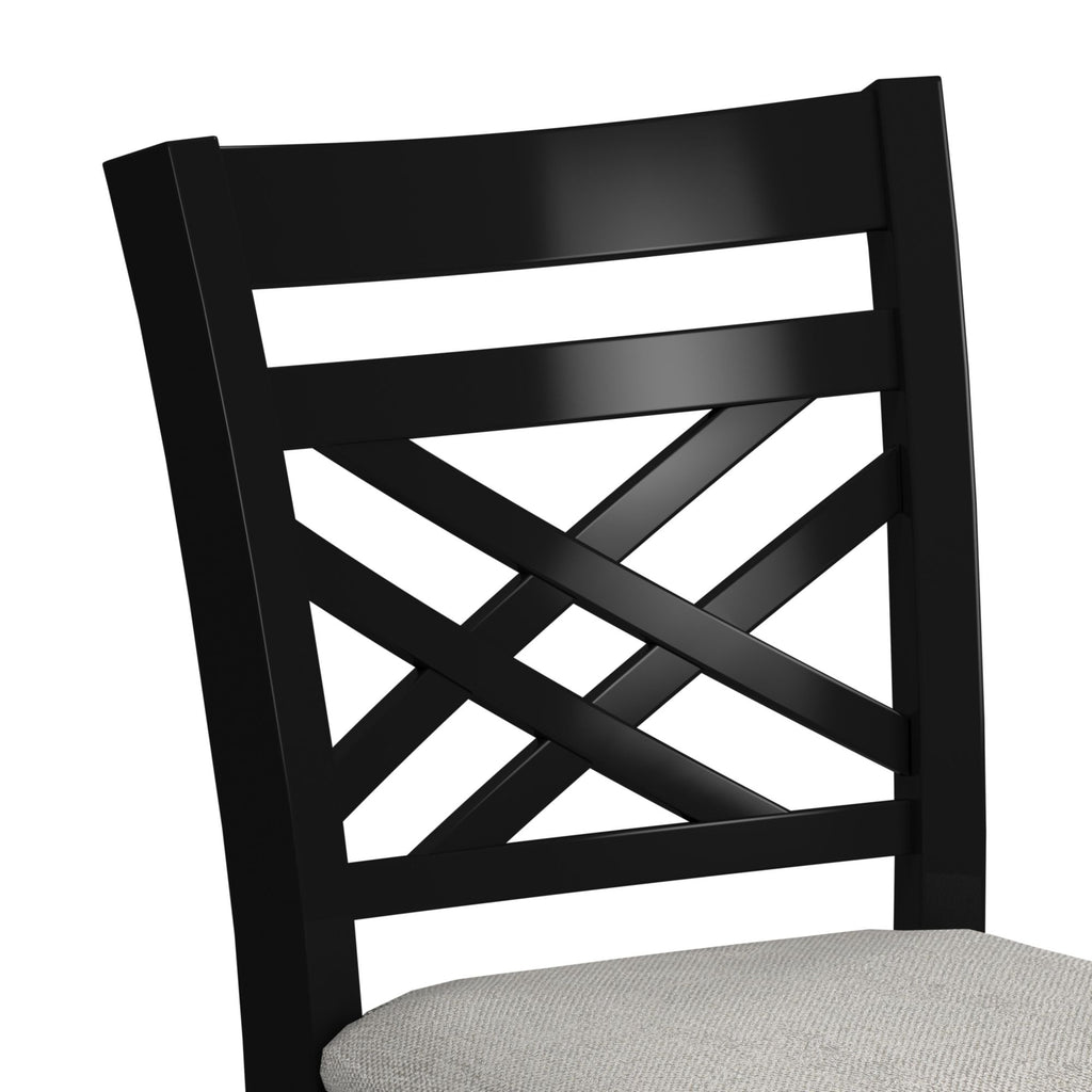 Brooks 5Pc Counter Set With Table And 4 Uph Seat & Wood Back Chairs In Medium Brown & Black