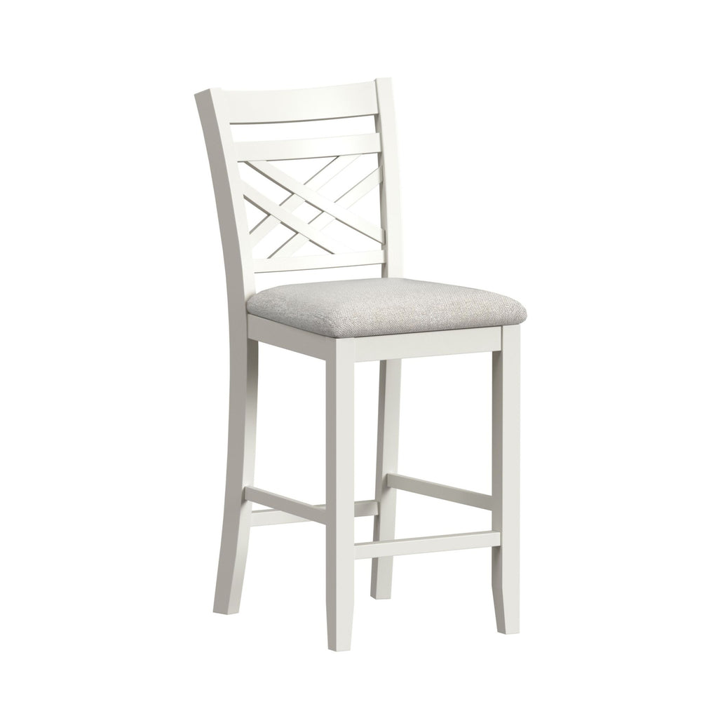 Brooks 5Pc Counter Set With Table And 4 Uph Seat & Wood Back Chairs In Medium Brown & White
