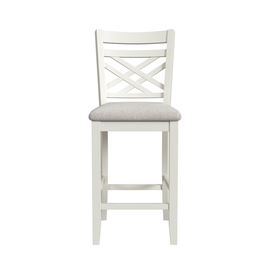Brooks 5Pc Counter Set With Table And 4 Uph Seat & Wood Back Chairs In Medium Brown & White