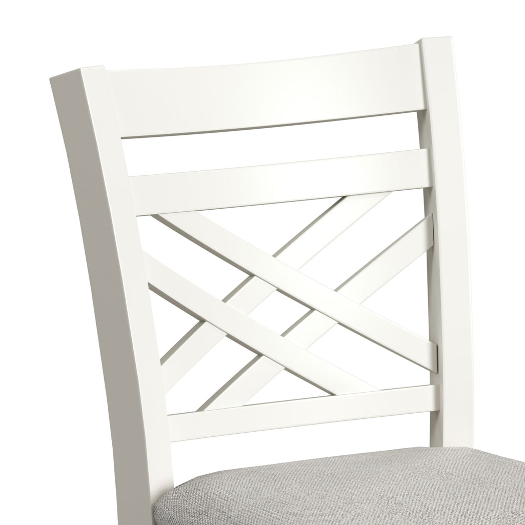 Brooks 5Pc Counter Set With Table And 4 Uph Seat & Wood Back Chairs In Medium Brown & White