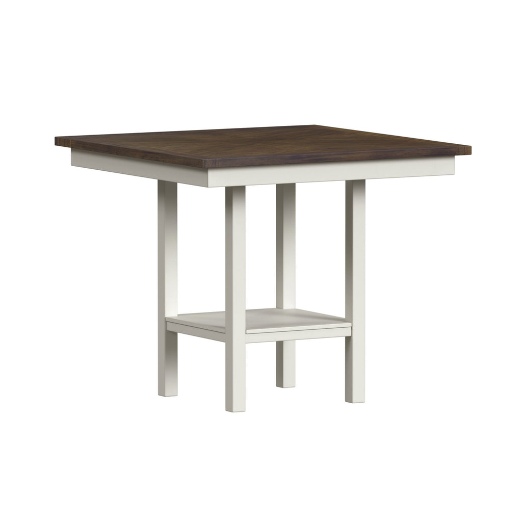 Brooks 5Pc Counter Set With Table And 4 Uph Seat & Wood Back Chairs In Medium Brown & White