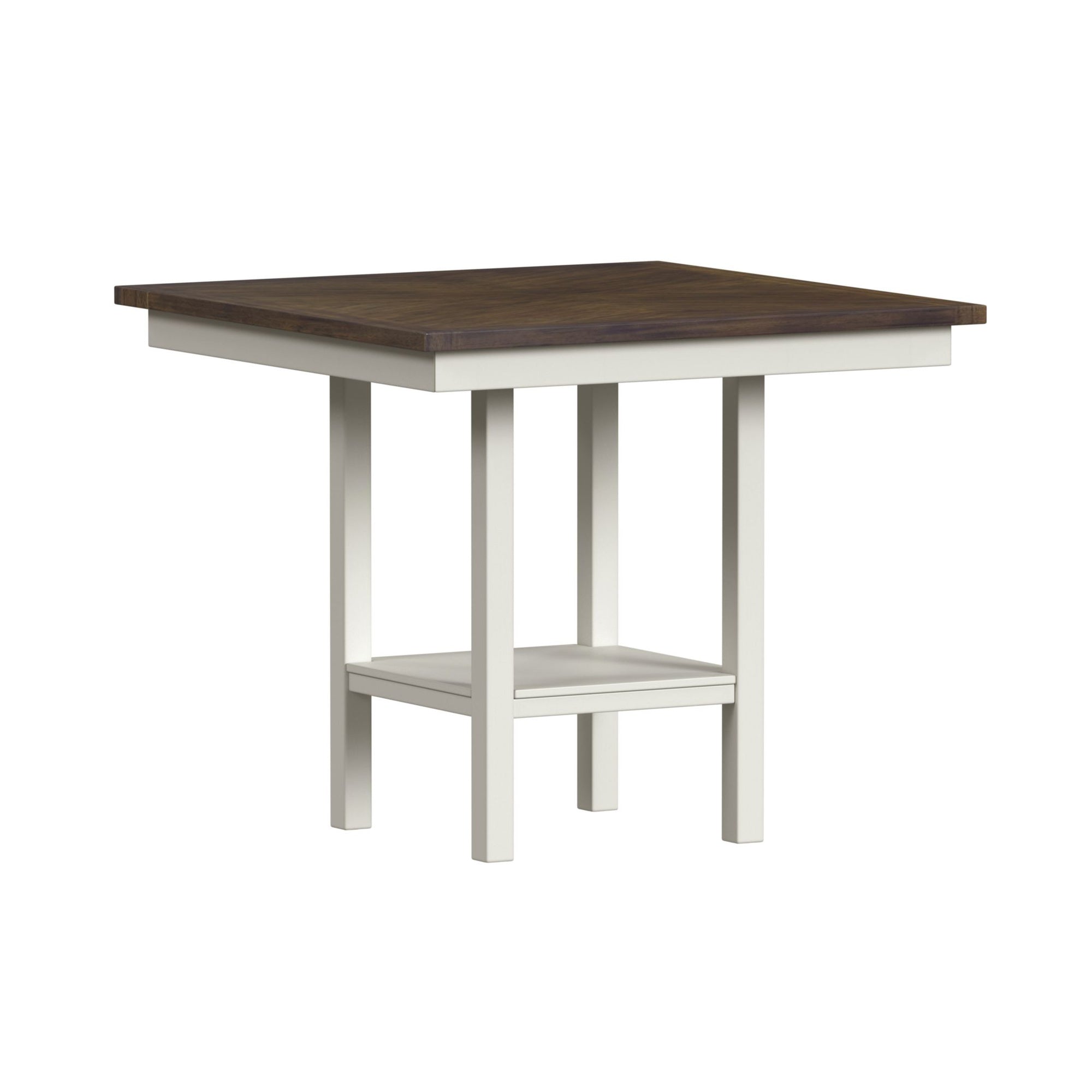 Brooks 5Pc Counter Set With Table And 4 Uph Seat & Wood Back Chairs In Medium Brown & White