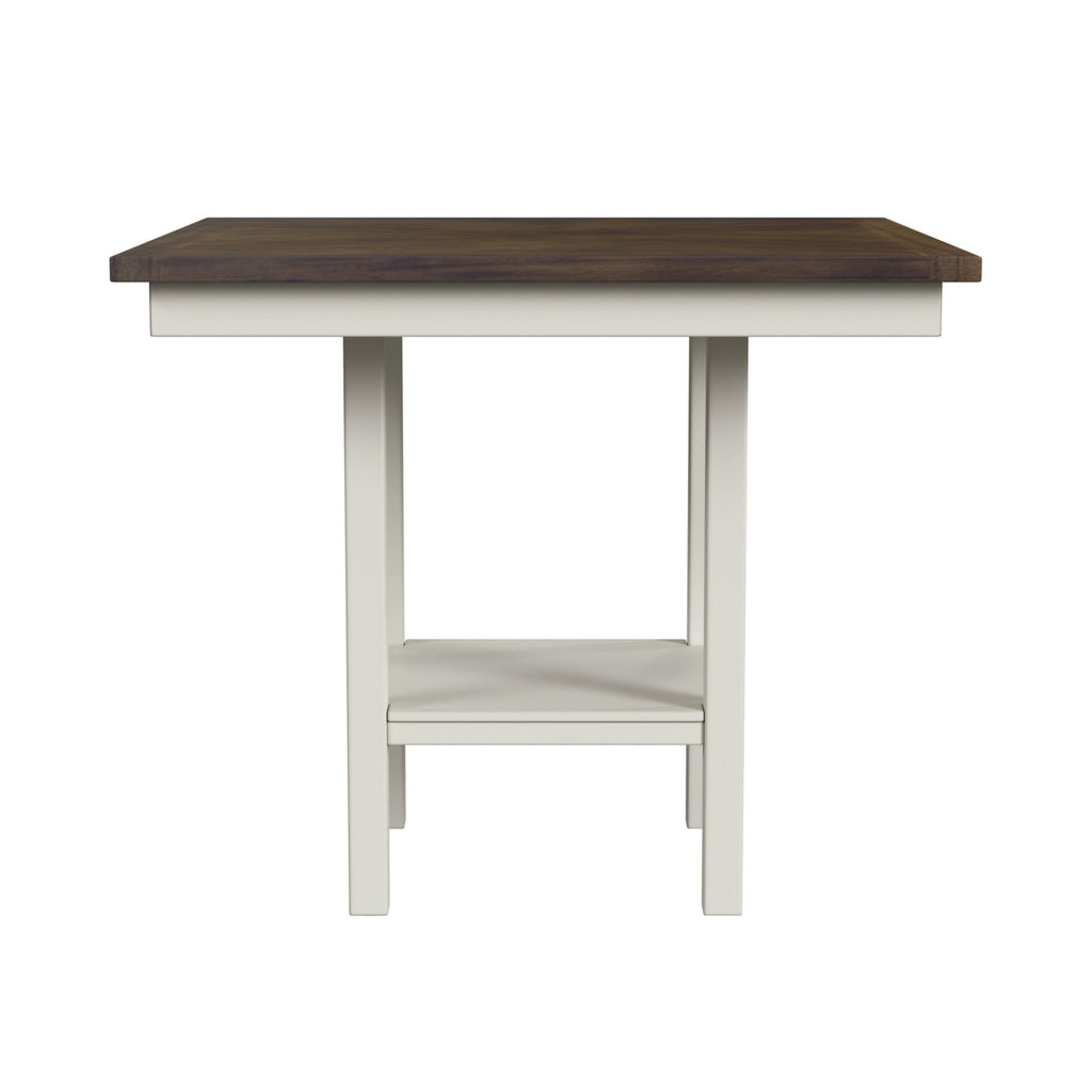 Brooks 5Pc Counter Set With Table And 4 Uph Seat & Wood Back Chairs In Medium Brown & White