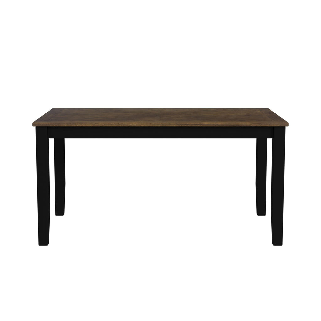 Brooks 6Pc Dining Set With Table, 4 Wood Back And Uph Seat Chairs, And Bench In Medium Brown & Black