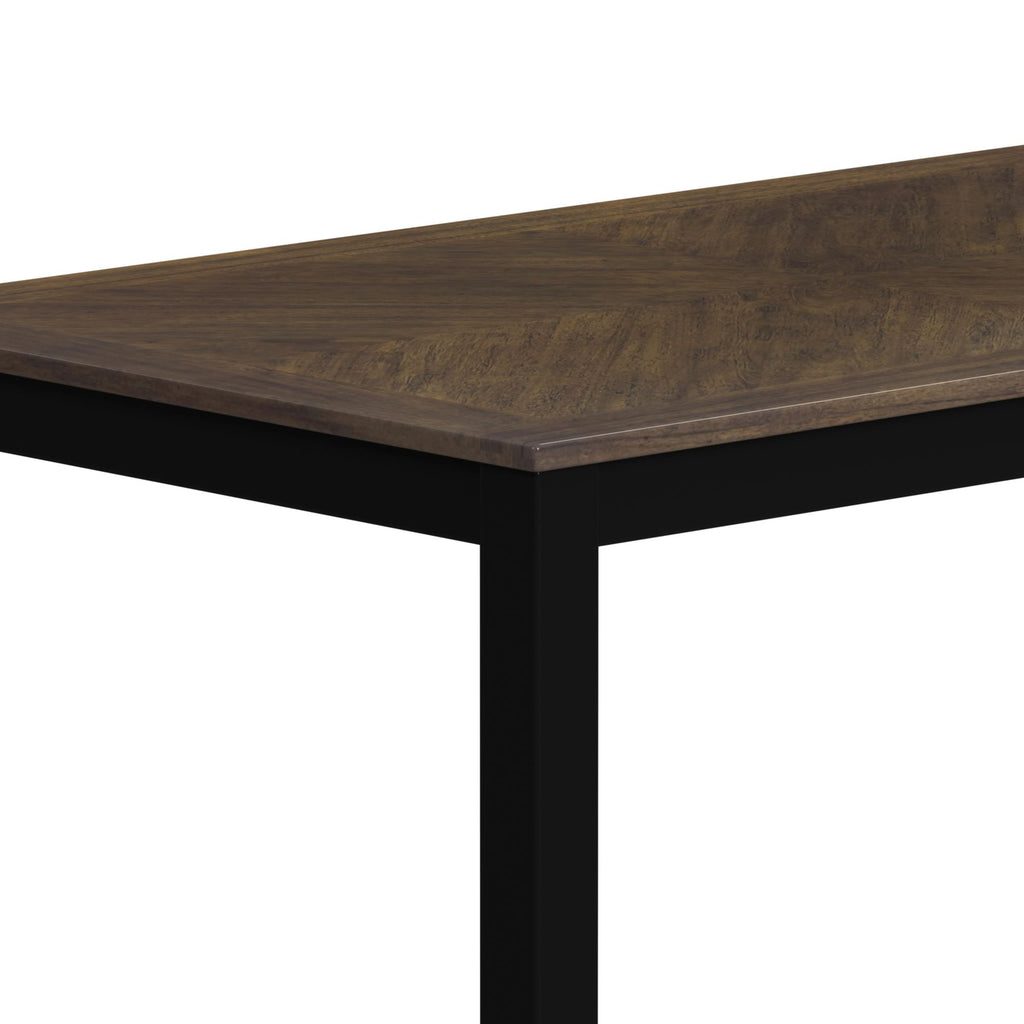Brooks 6Pc Dining Set With Table, 4 Wood Back And Uph Seat Chairs, And Bench In Medium Brown & Black