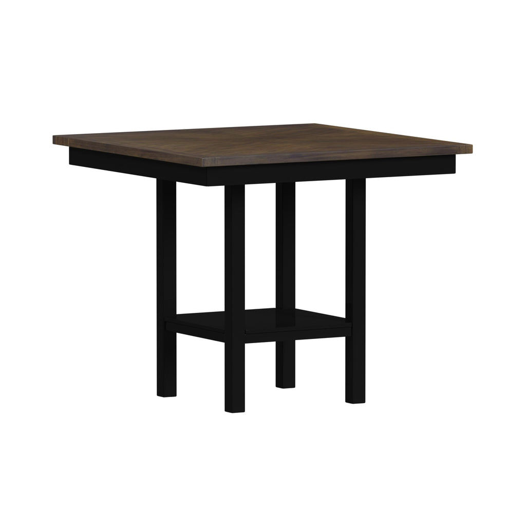 Brooks 5Pc Counter Set With Table And 4 Uph Seat & Wood Back Chairs In Medium Brown & Black