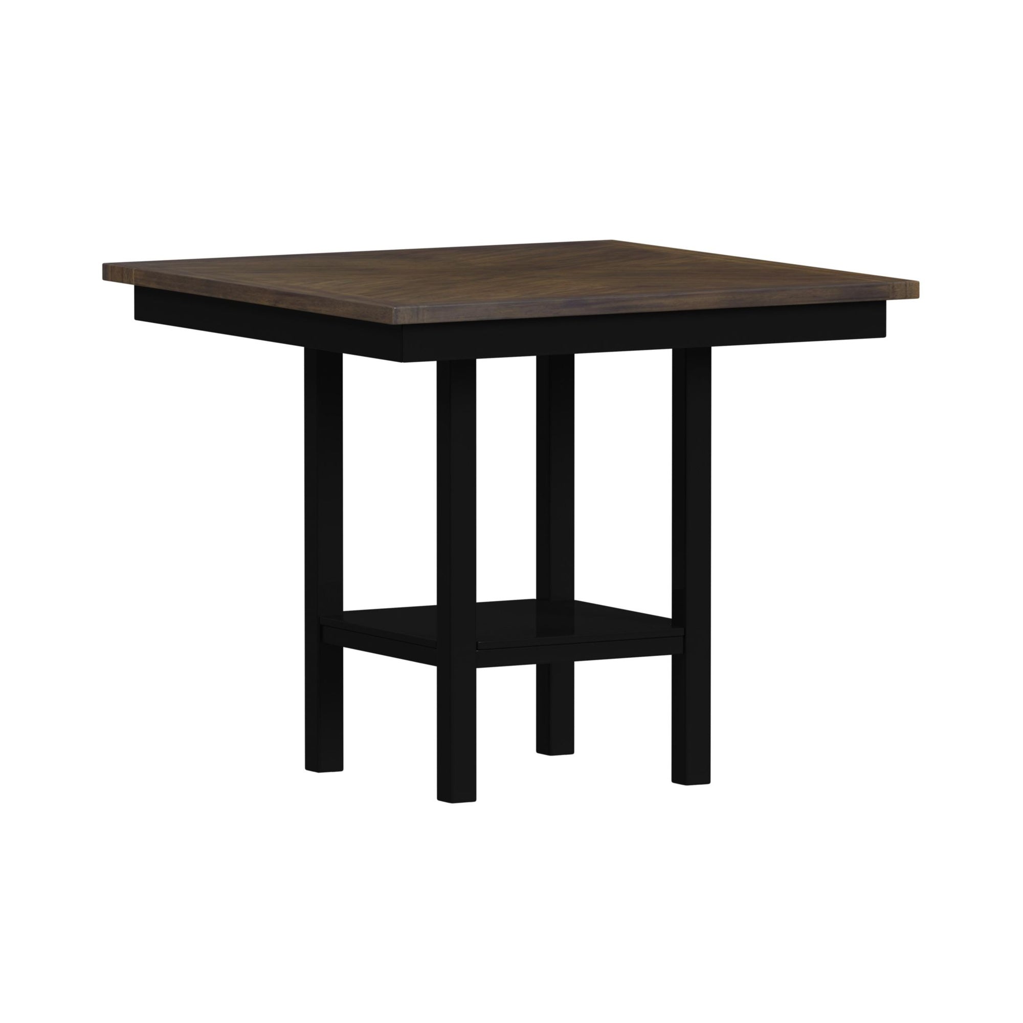 Brooks 5Pc Counter Set With Table And 4 Uph Seat & Wood Back Chairs In Medium Brown & Black