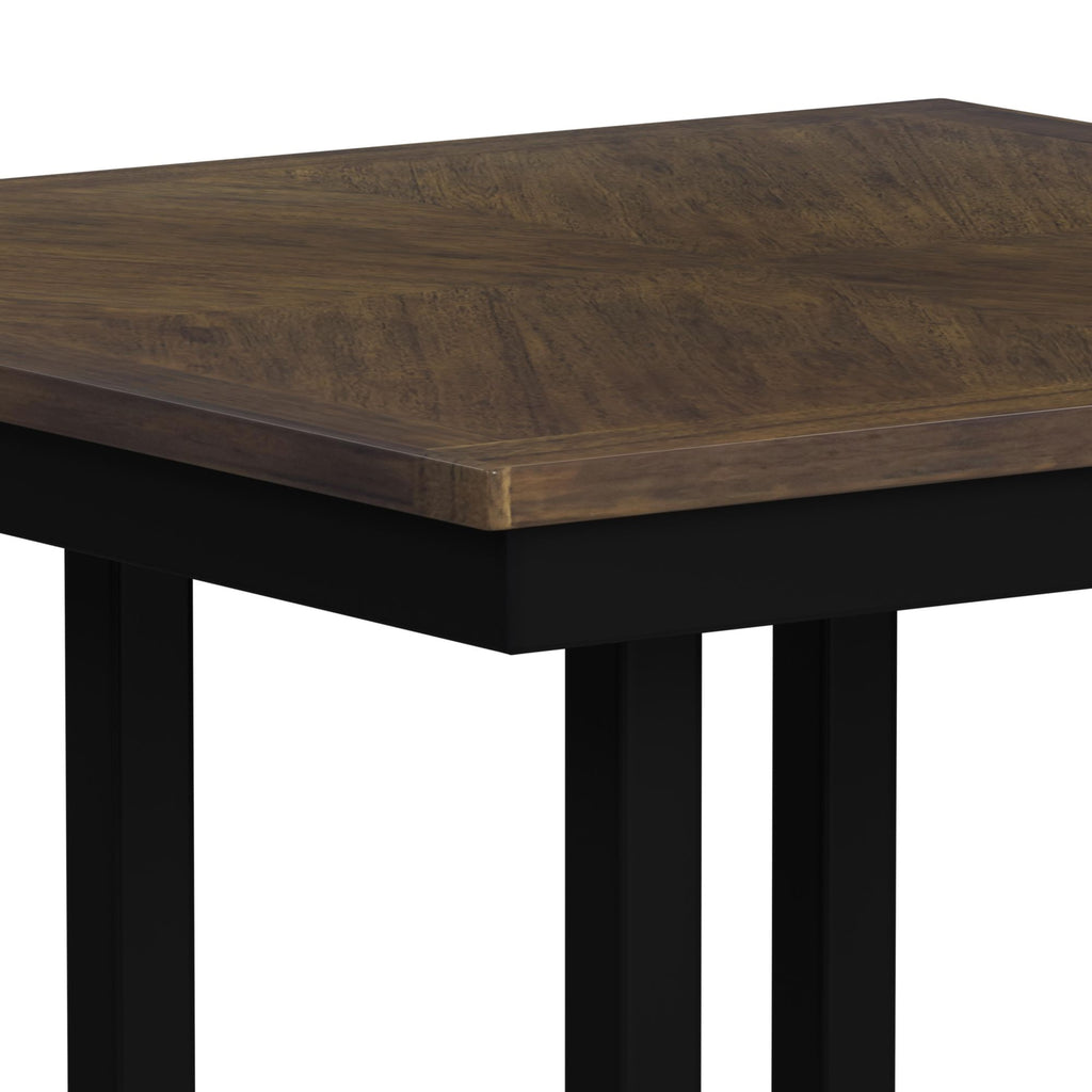 Brooks 5Pc Counter Set With Table And 4 Uph Seat & Wood Back Chairs In Medium Brown & Black