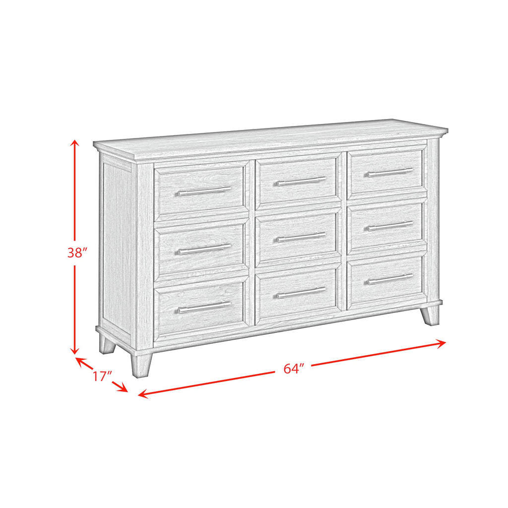 Canterbury 9-Drawer Dresser In Ivory