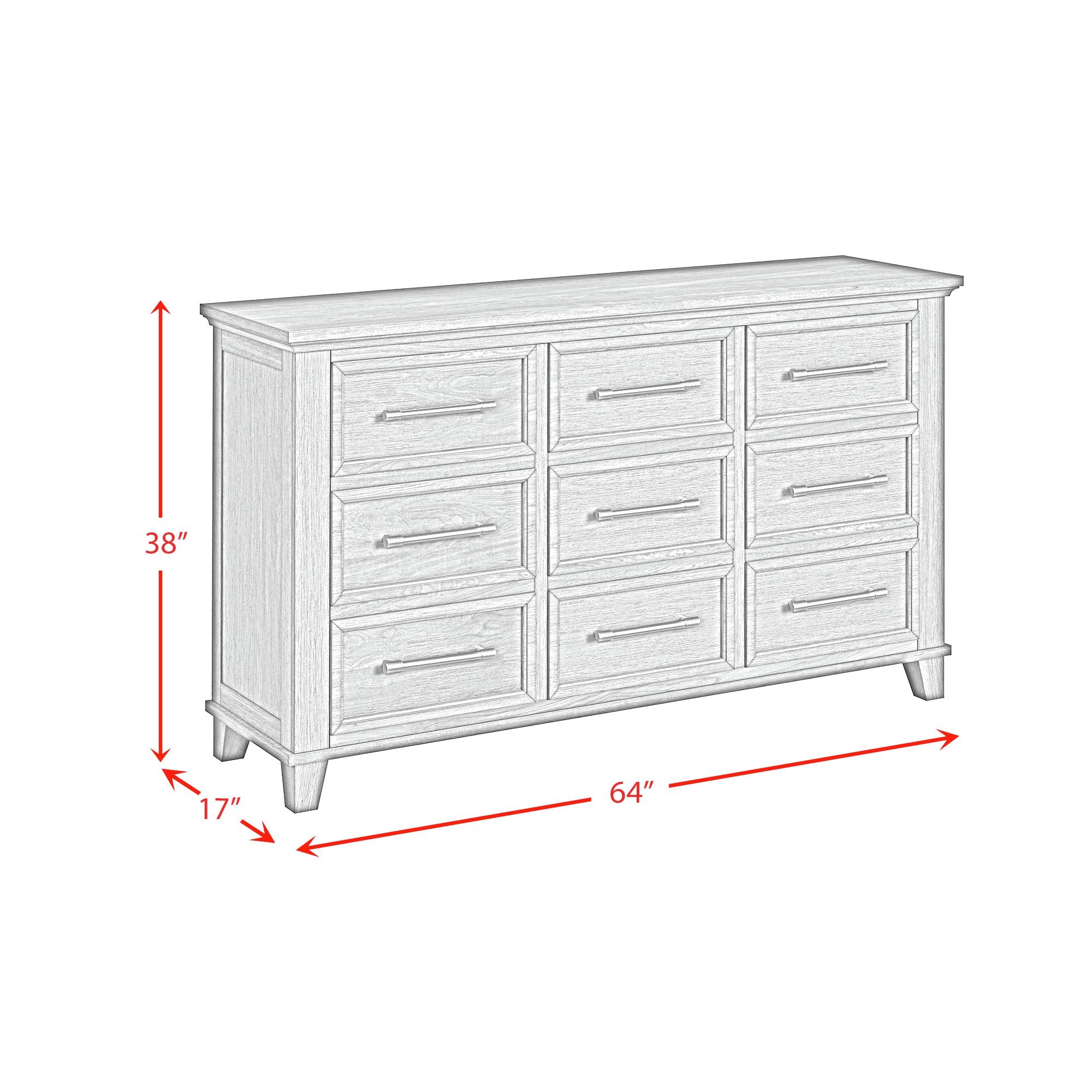 Canterbury 9-Drawer Dresser In Ivory