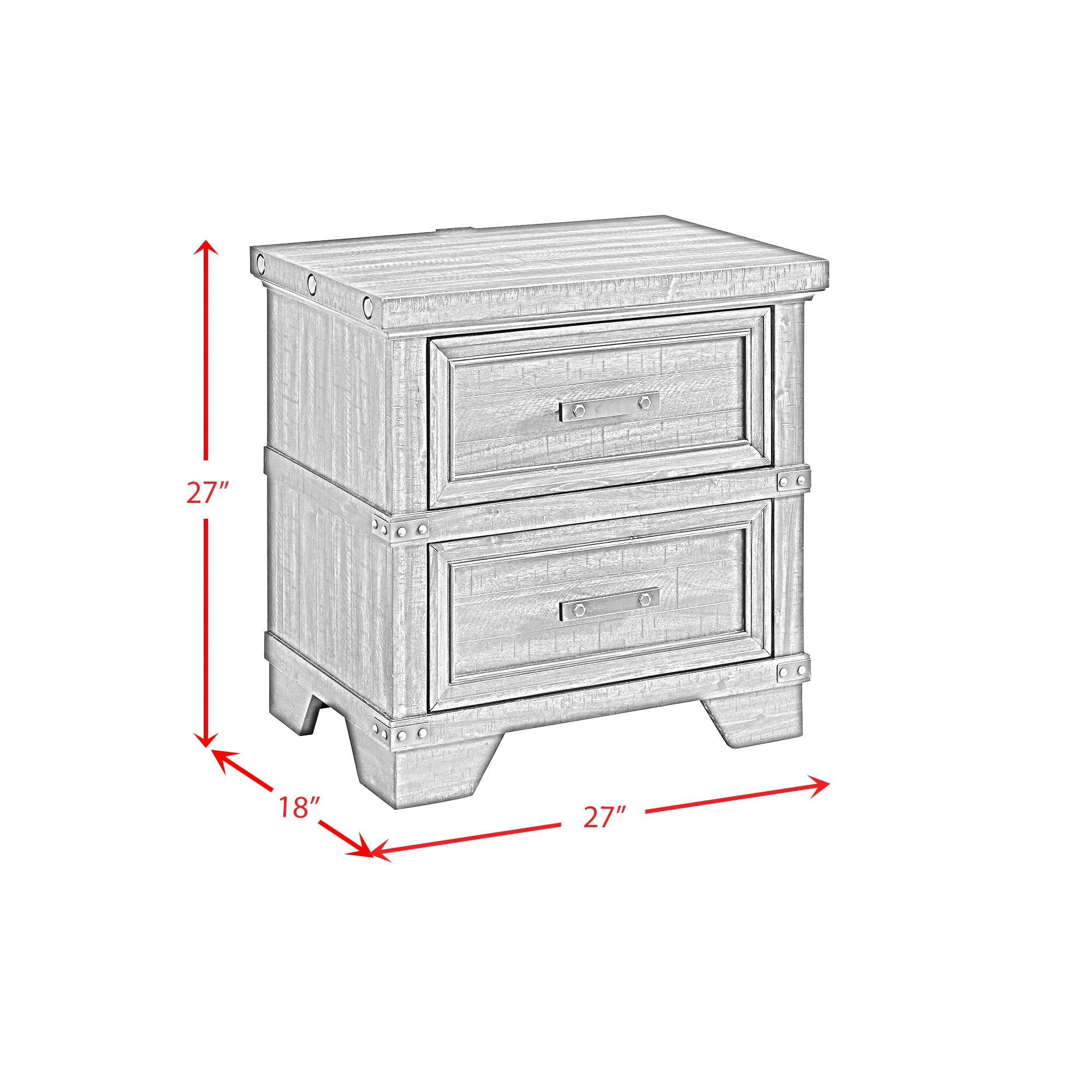 Colorado City 2-Drawer Nightstand With Usb In Charcoal