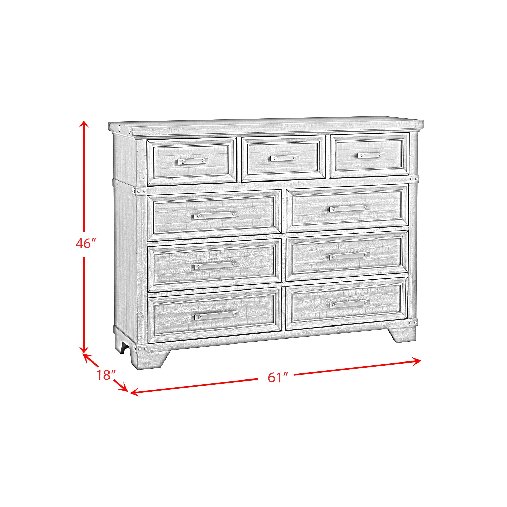 Colorado City 9-Drawer Dresser In Charcoal
