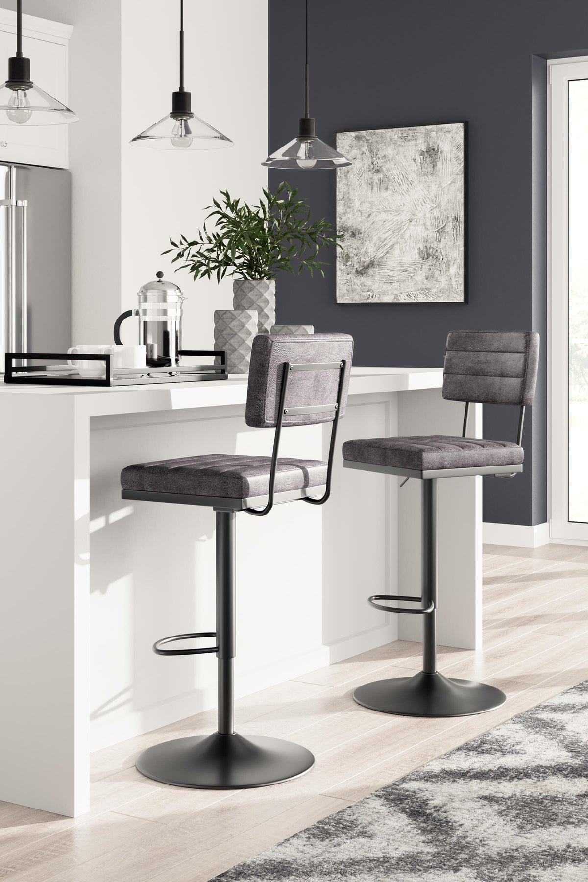 Strumford Bar Height Bar Stool in Gray/Black, alternate view 3