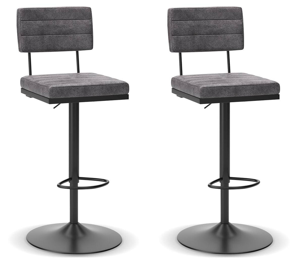 Strumford Bar Height Bar Stool in Gray/Black, angle view