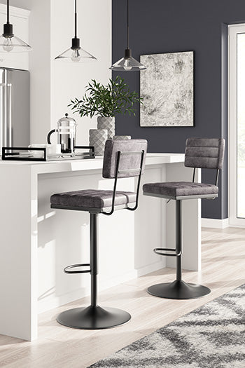 Strumford Bar Height Bar Stool in Gray/Black