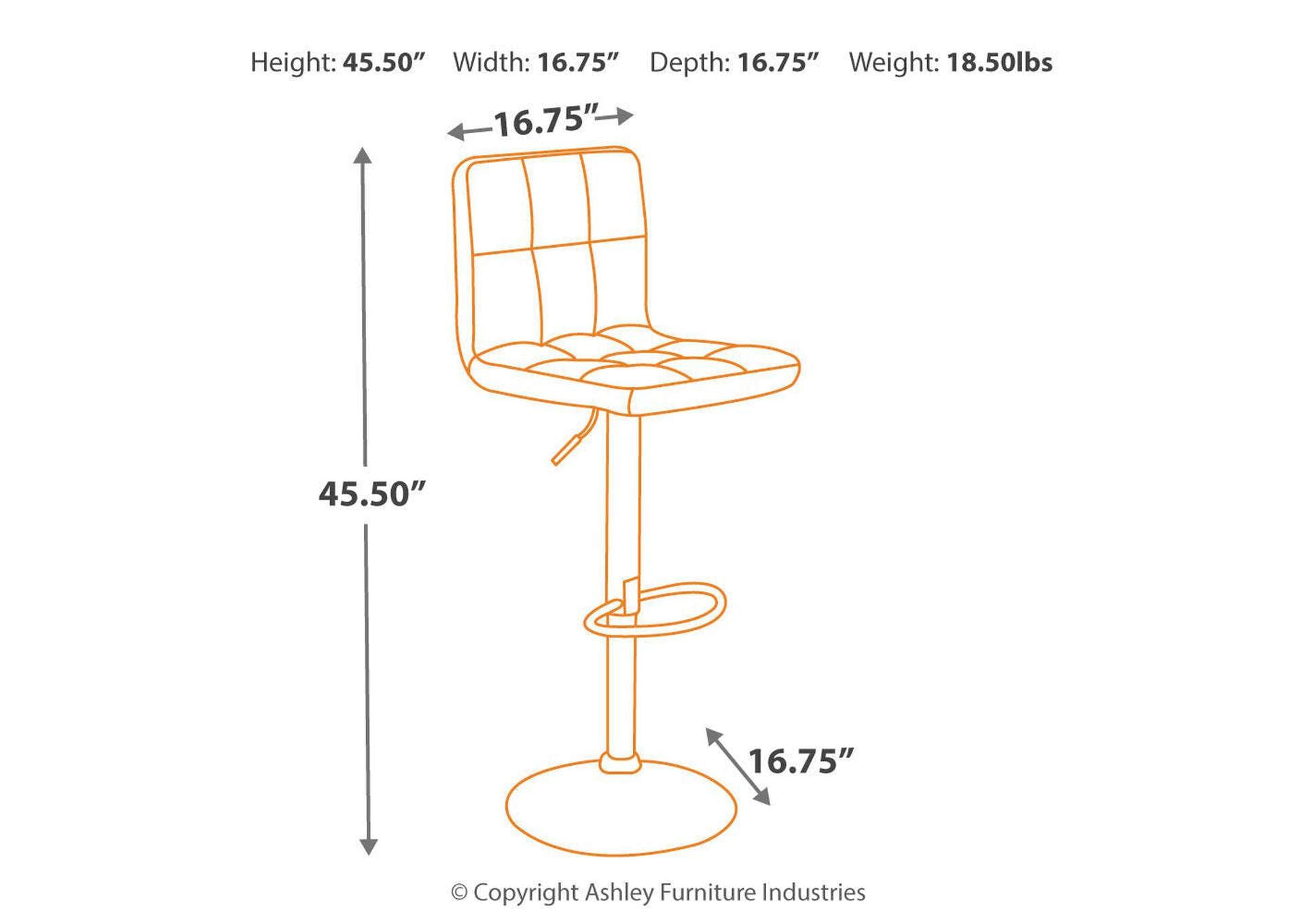 Bellatier 2-Piece Bar Stool dimensions