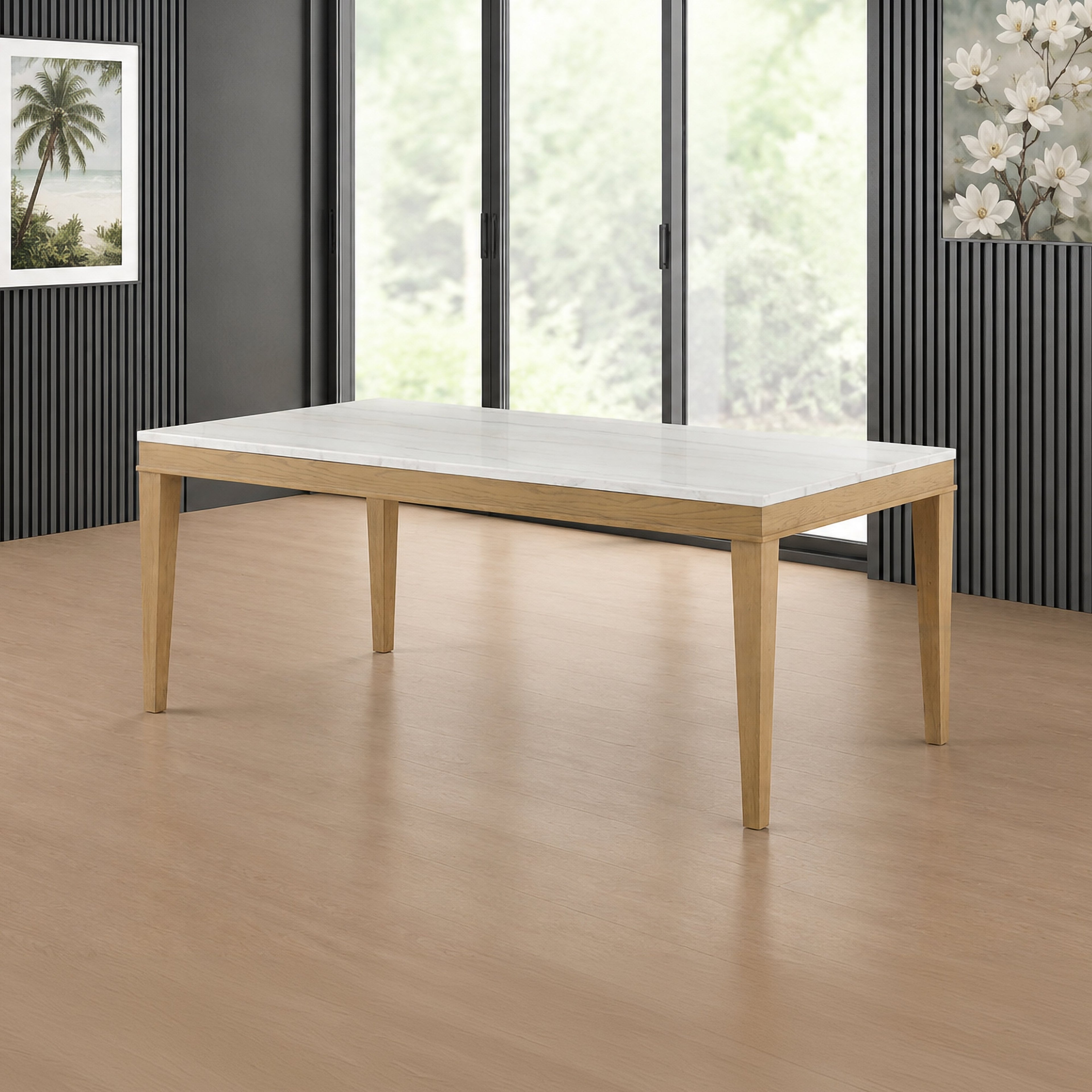 Essence 72" Rectangle Dining Table w/Marble Top-Natural