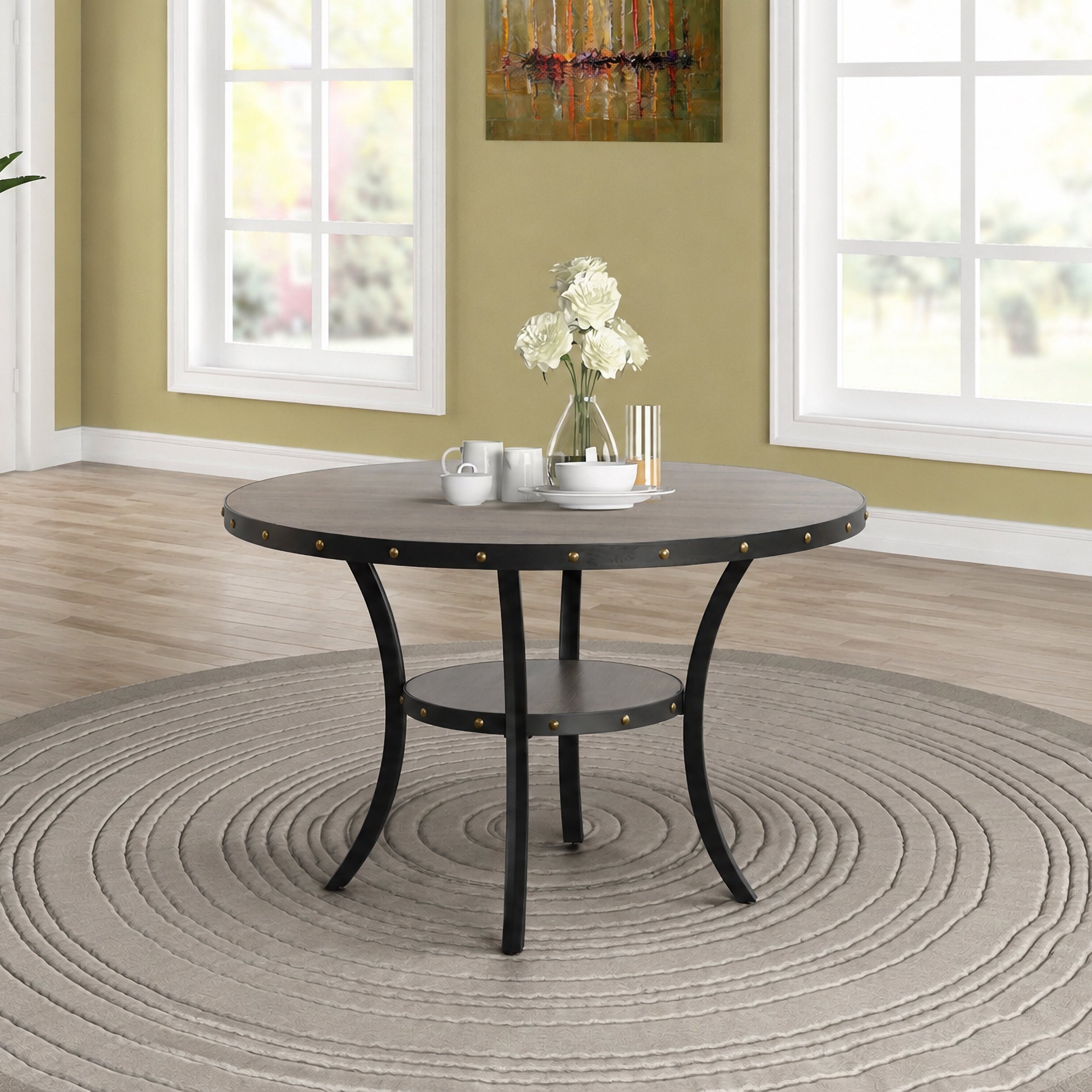 Crispin 48" Round Dining Table-Gray