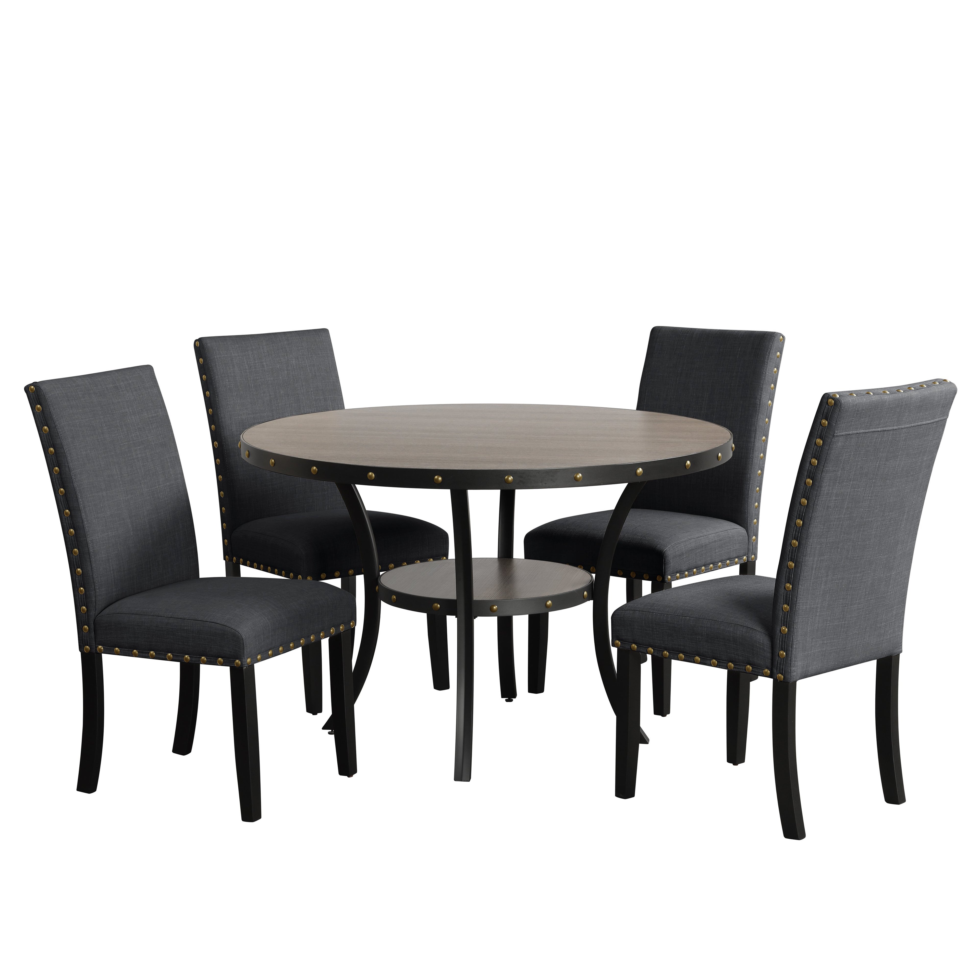 Crispin 48" Round Dining Table-Gray