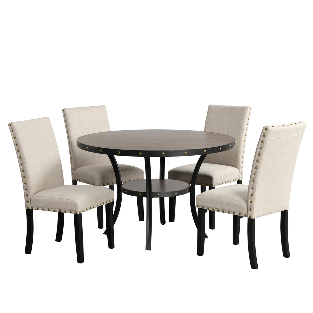 Crispin 48" Round Dining Table-Gray