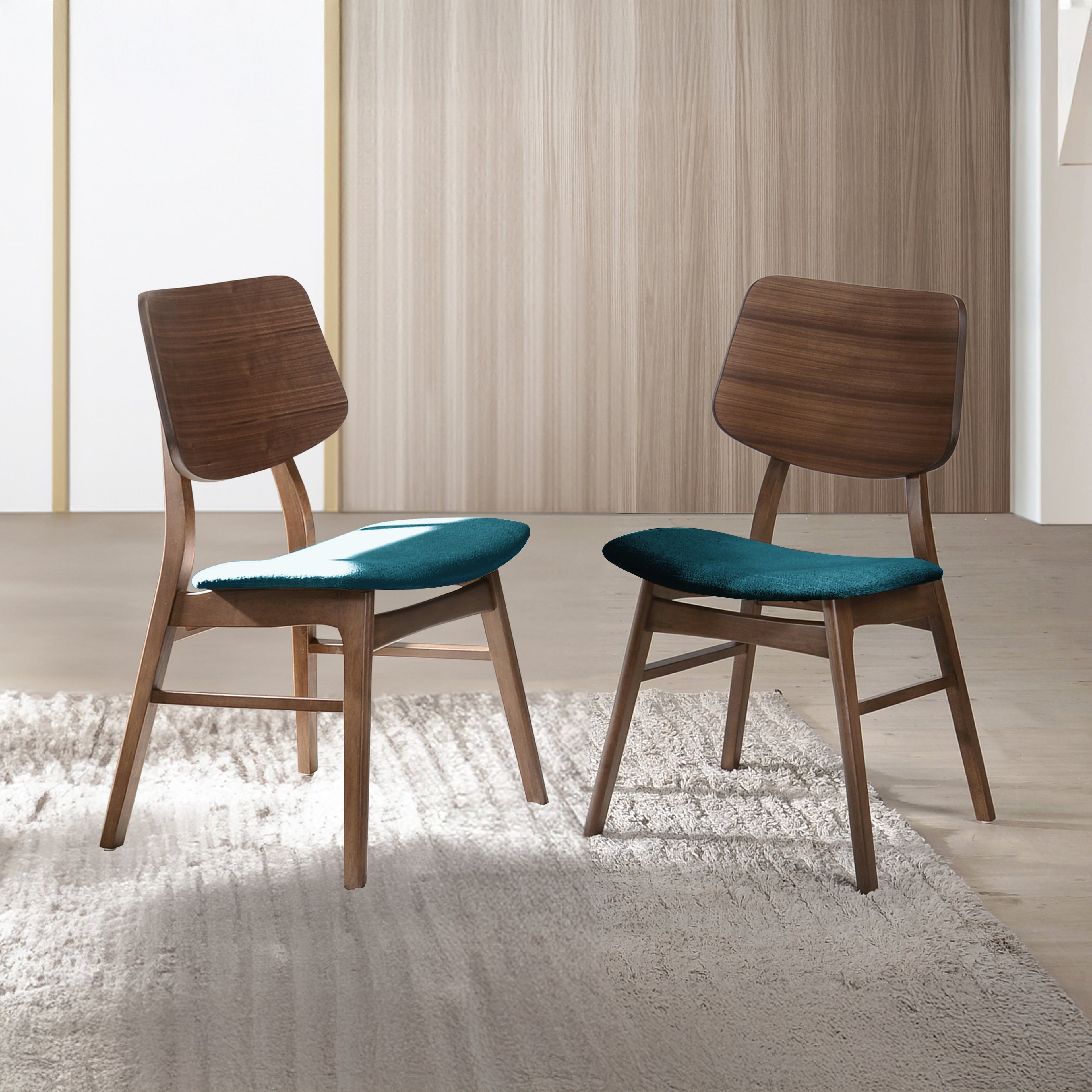 Oscar Chair With Teal Cushion-Walnut