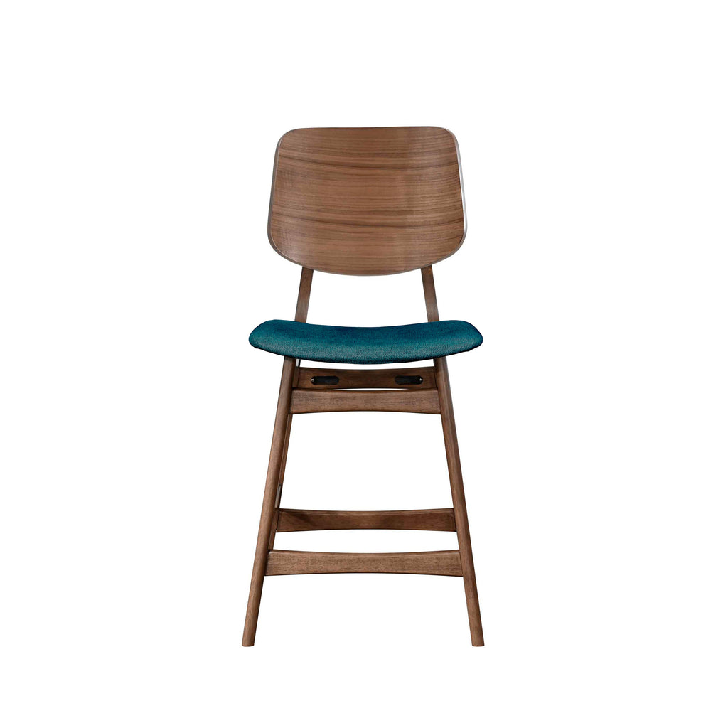 Oscar Counter Chair With Forest Green Cushion-Walnut