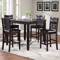 Gia 5 Pc 42" Square Counter Table & 4 Chairs-Ebony