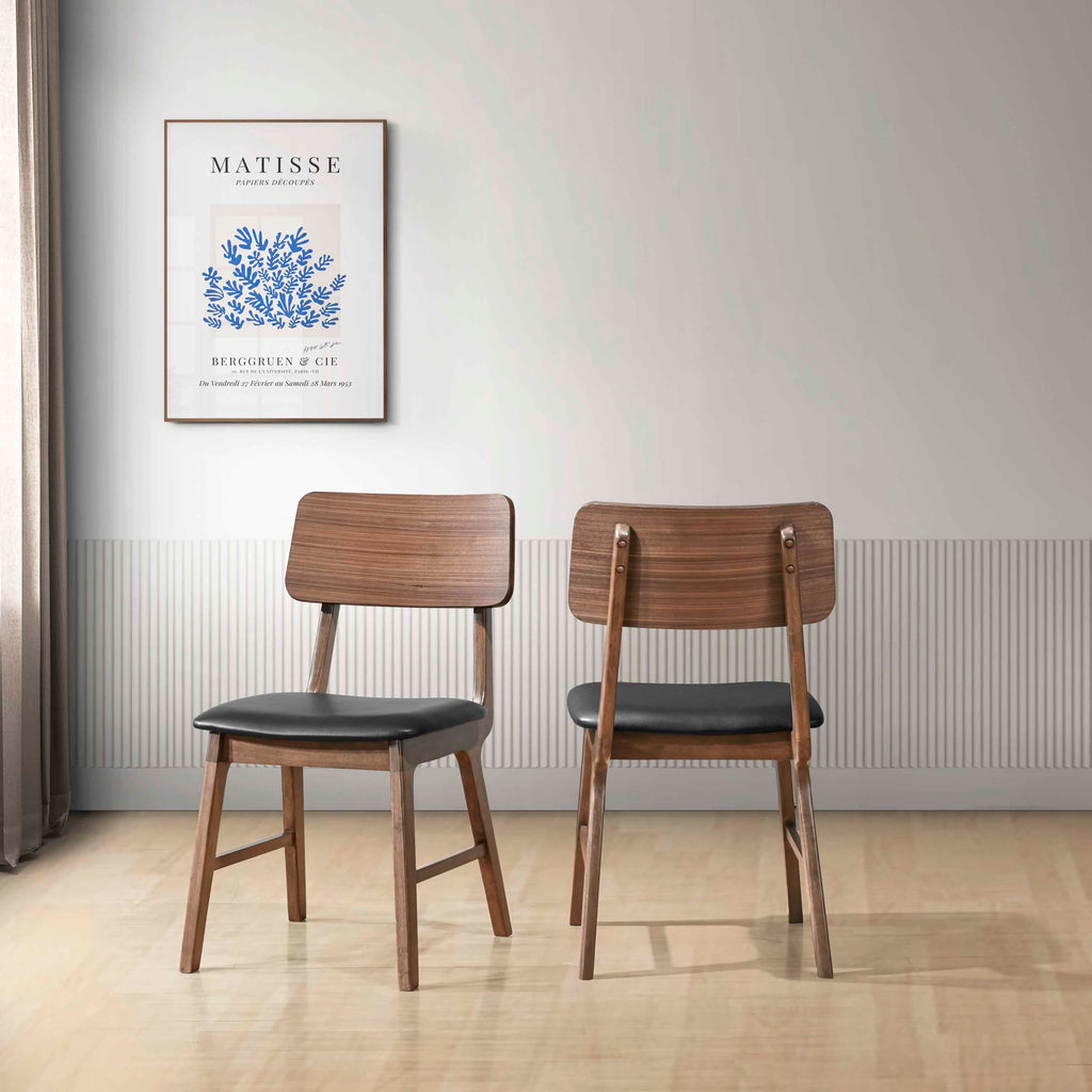 Thea Wood Back Side Chair w/Black Seat (2 Per Carton)-Walnut