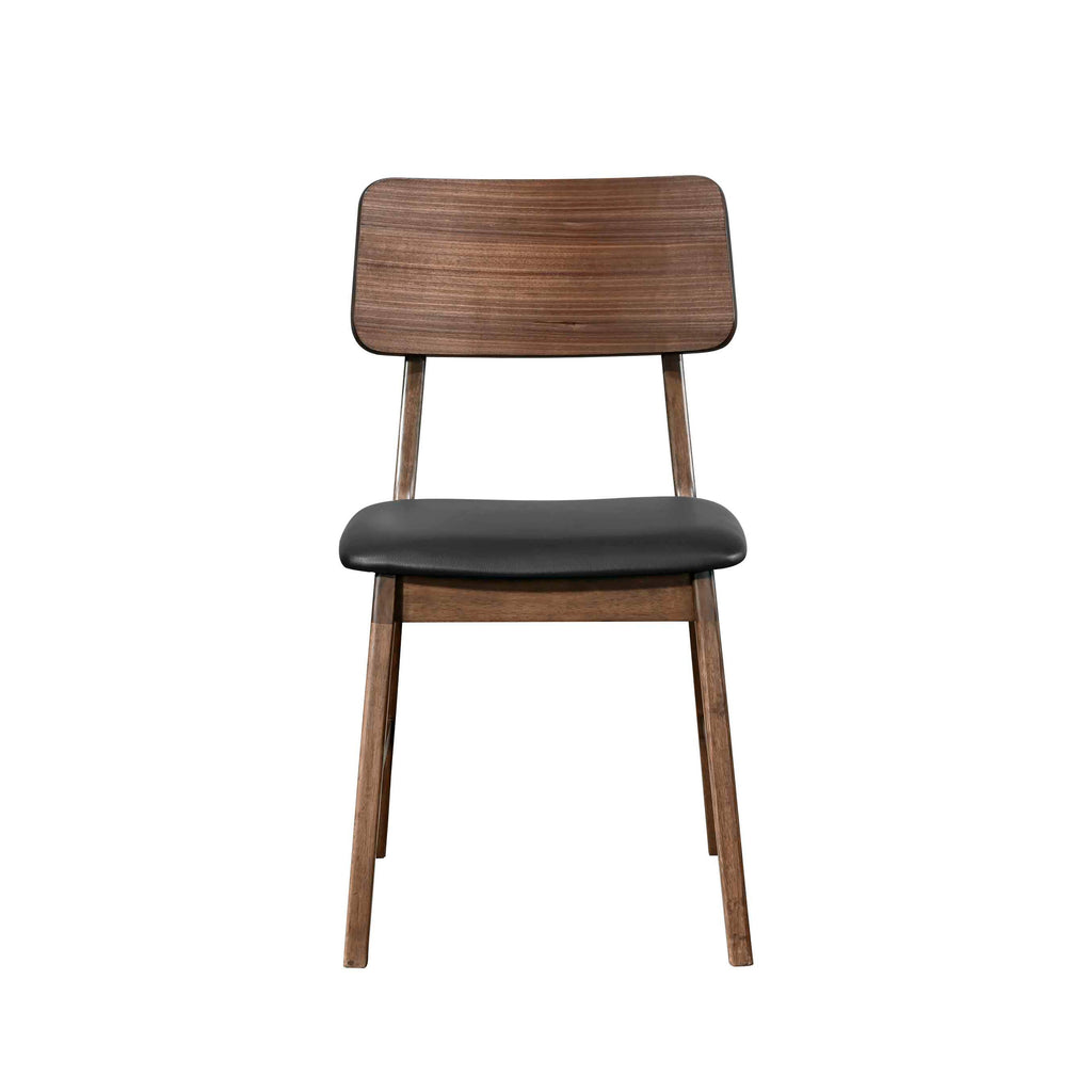 Thea Wood Back Side Chair w/Black Seat (2 Per Carton)-Walnut