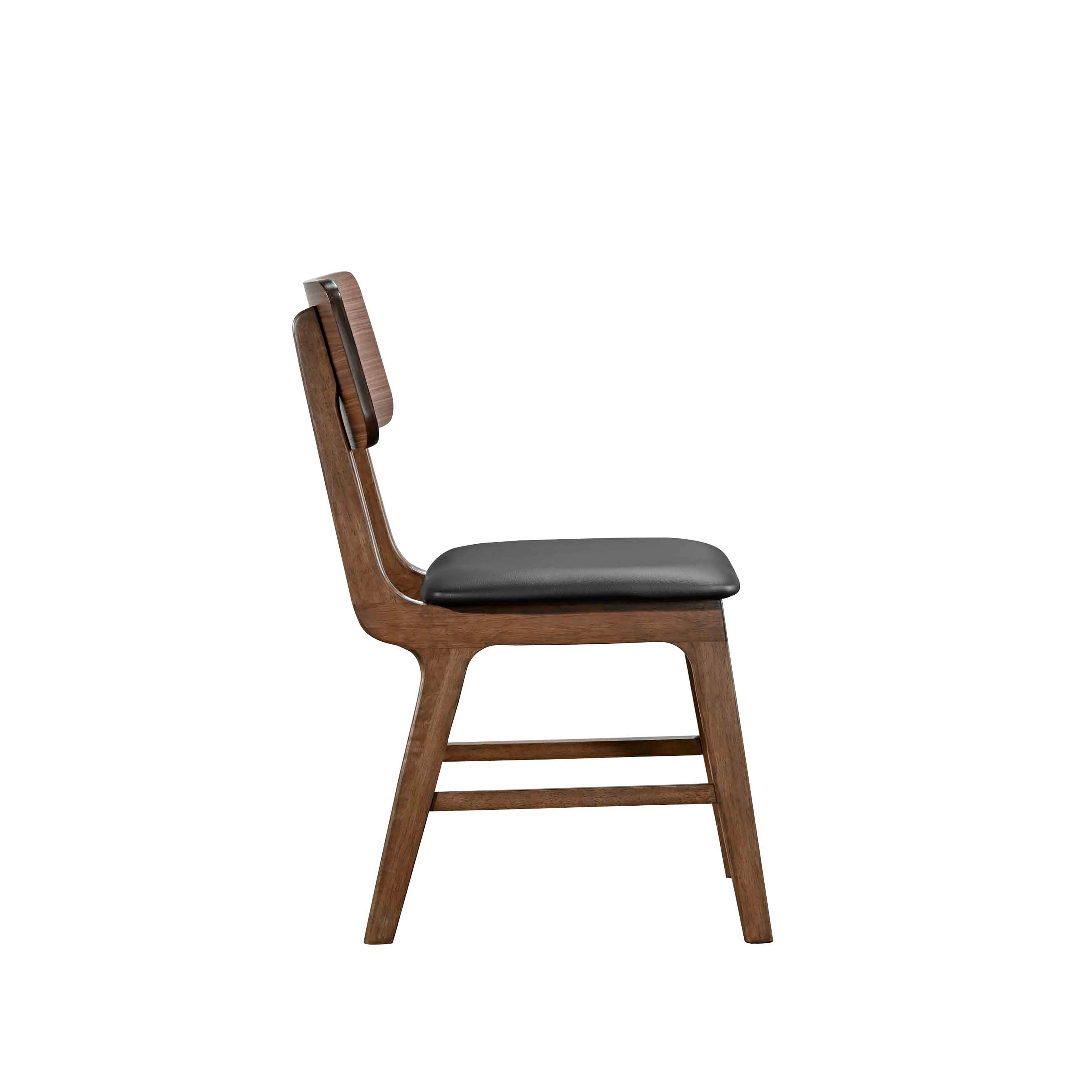 Thea Wood Back Side Chair w/Black Seat (2 Per Carton)-Walnut