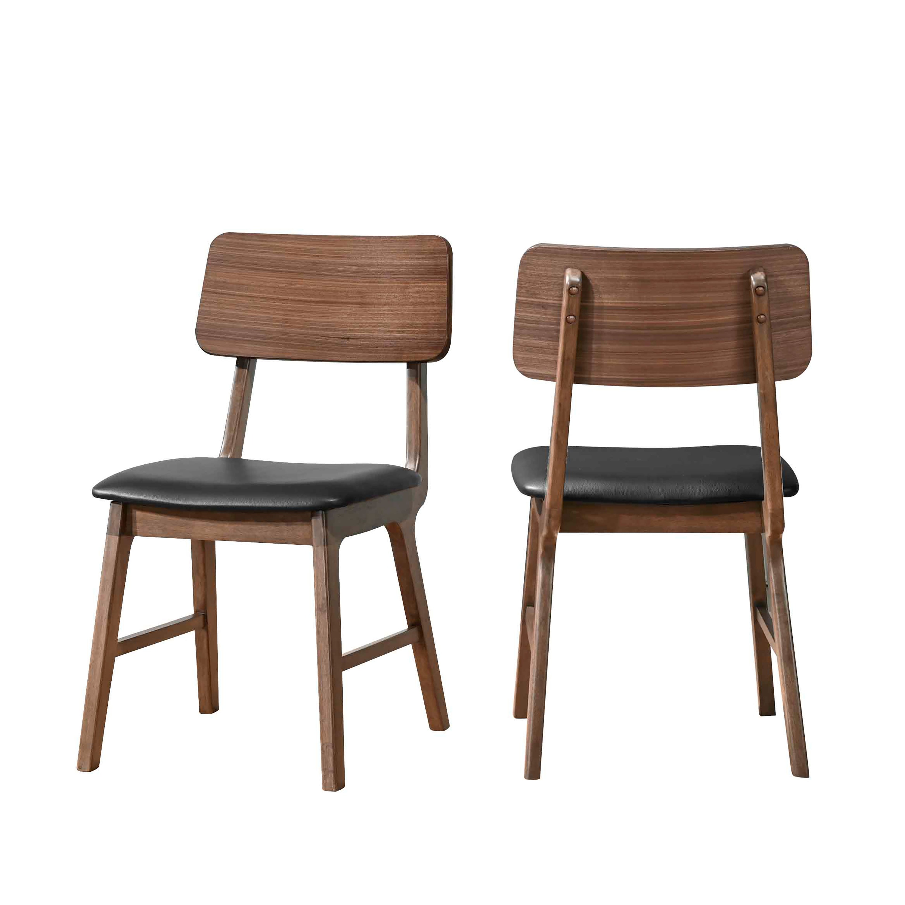 Thea Wood Back Side Chair w/Black Seat (2 Per Carton)-Walnut