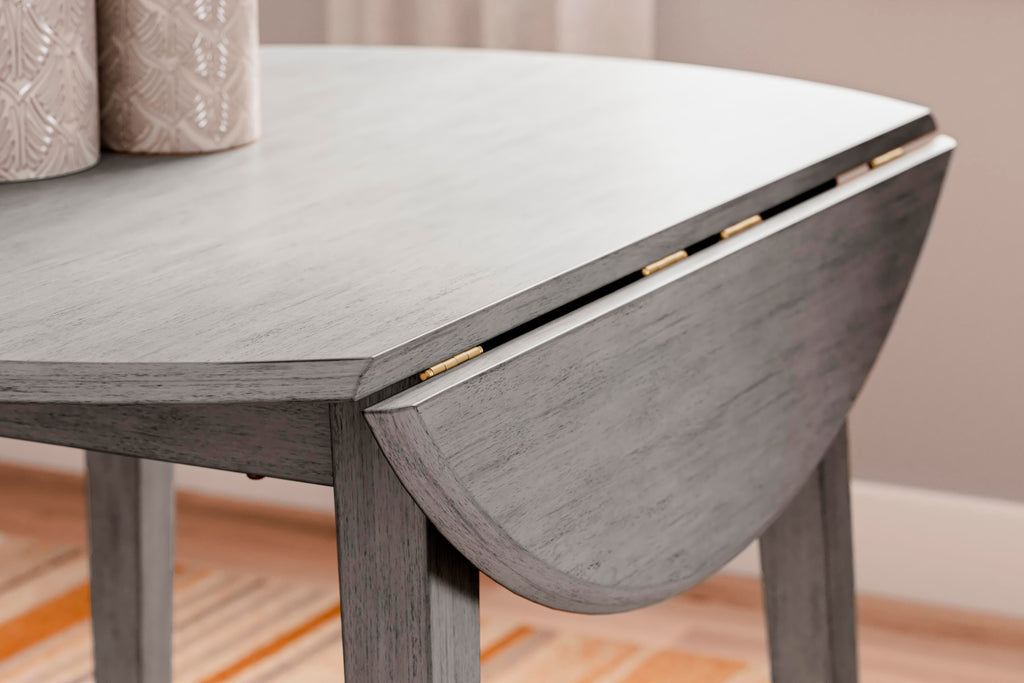 Shullden Drop Leaf Dining Table in Gray, detail view