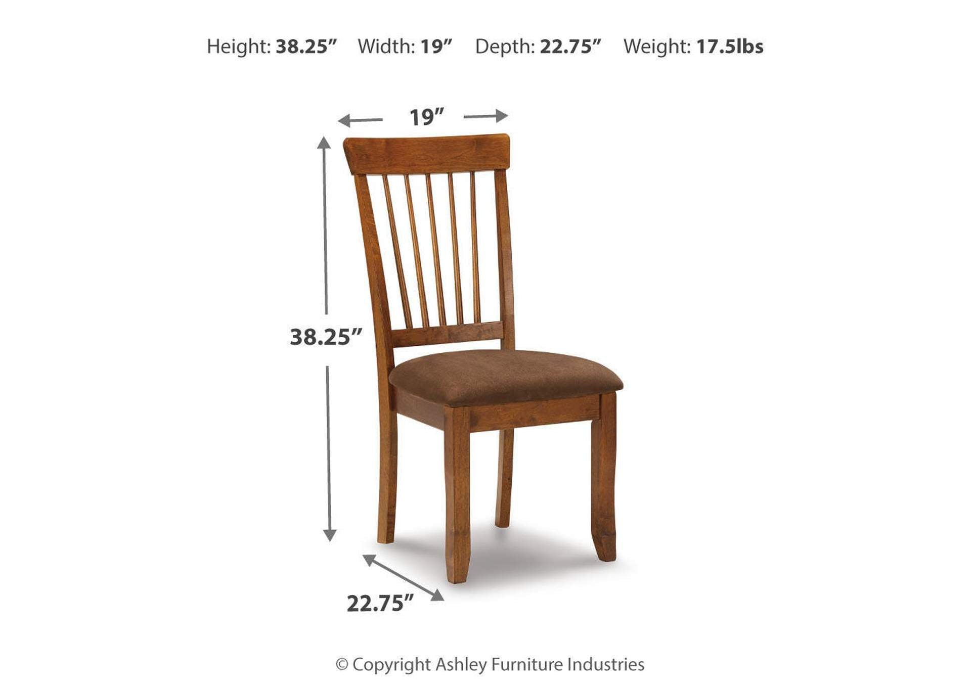 Berringer 2-Piece Dining Room Chair dimensions