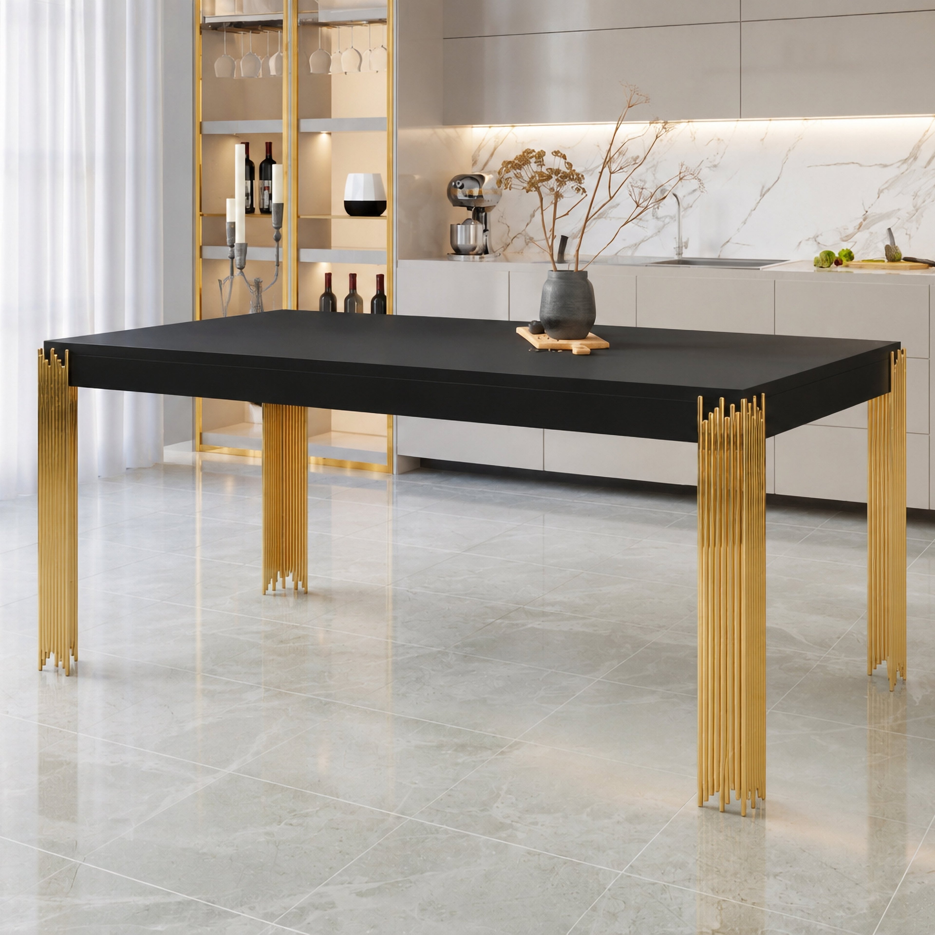 Empire Rectangle Dining Table-Black
