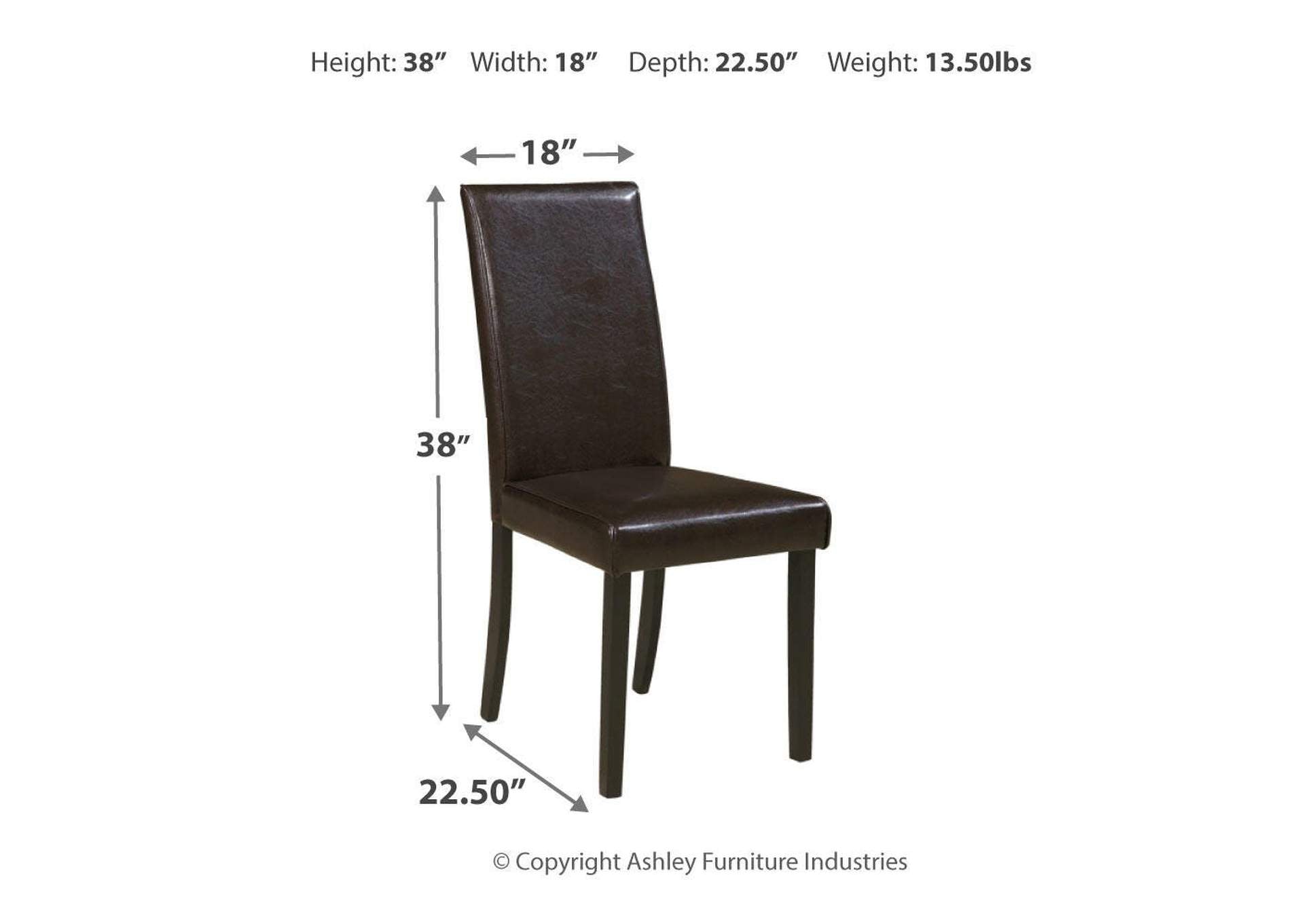 Kimonte 2-Piece Dining Room Chair dimensions