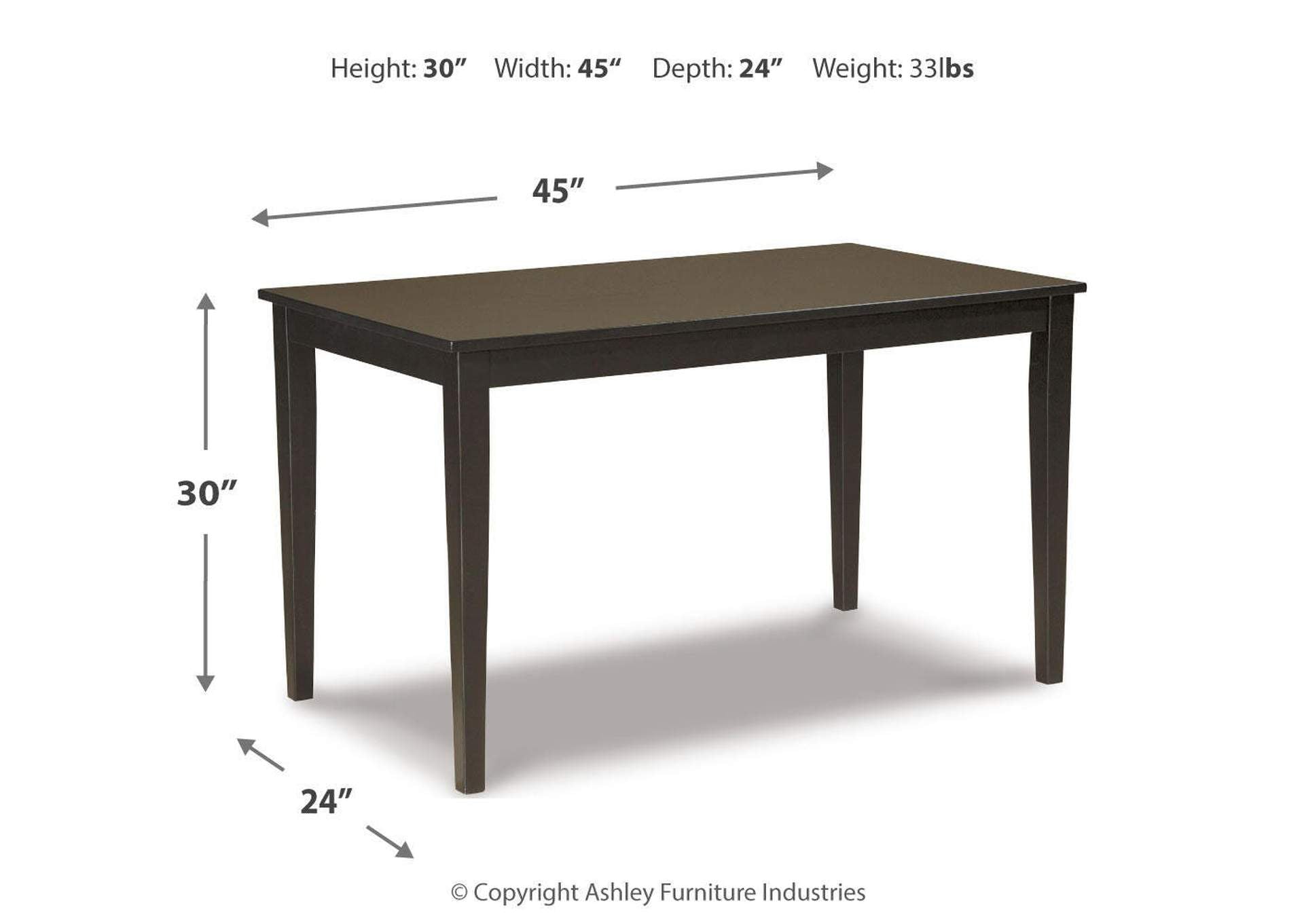 Kimonte Dining Table and 4 Chairs Set dimensions