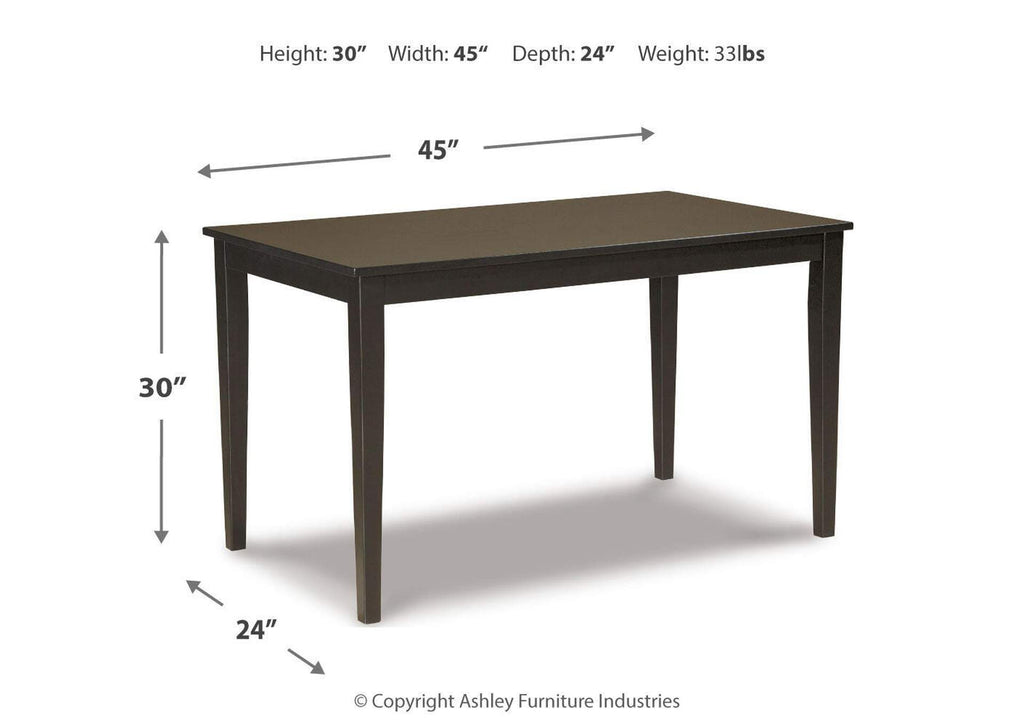 Kimonte Dining Table and 4 Chairs dimensions