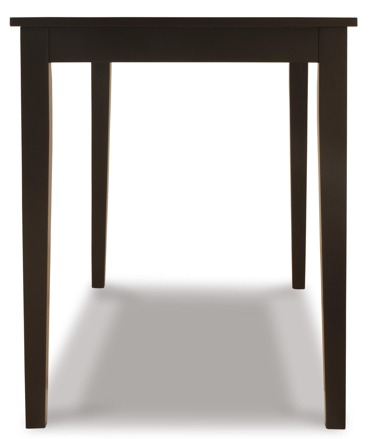 Kimonte Dining Table in Dark Brown, side view