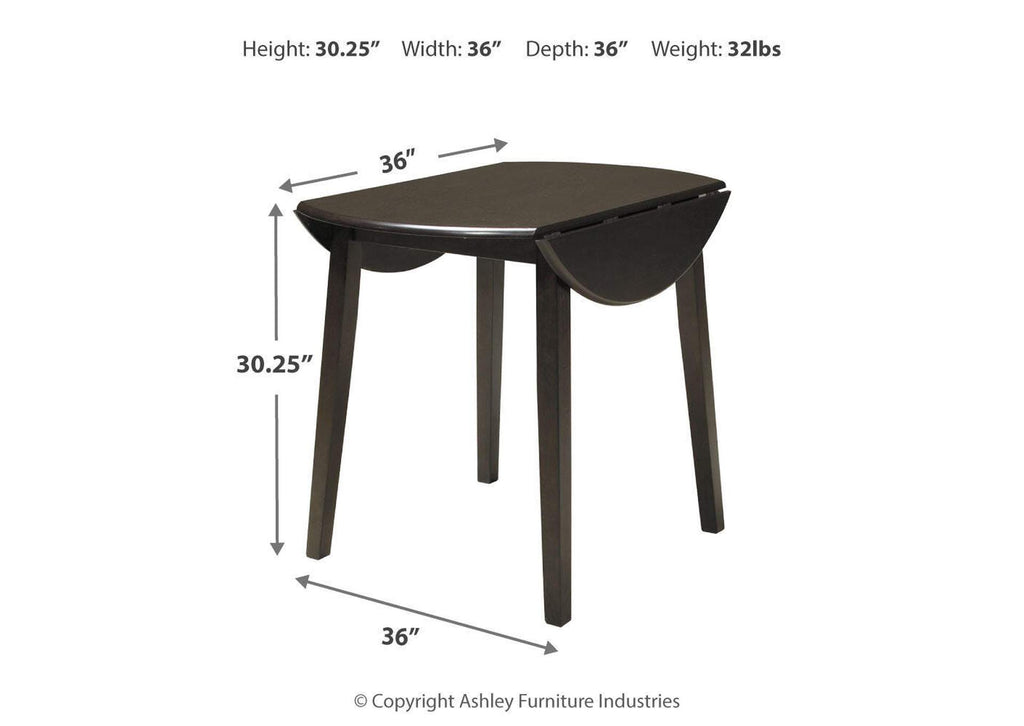 Hammis Extendable Dining Table and 4 Chairs dimensions