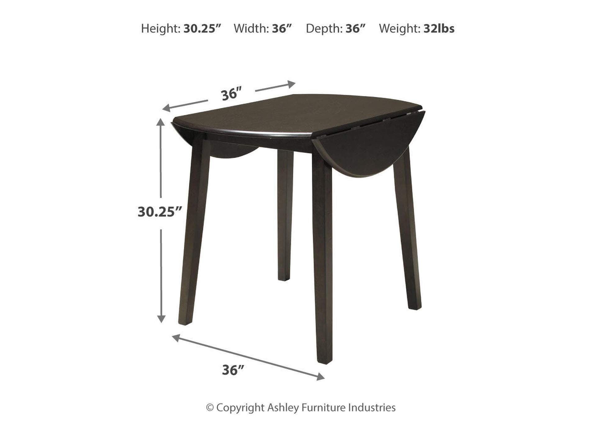 Hammis Extendable Dining Table and 4 Chairs dimensions
