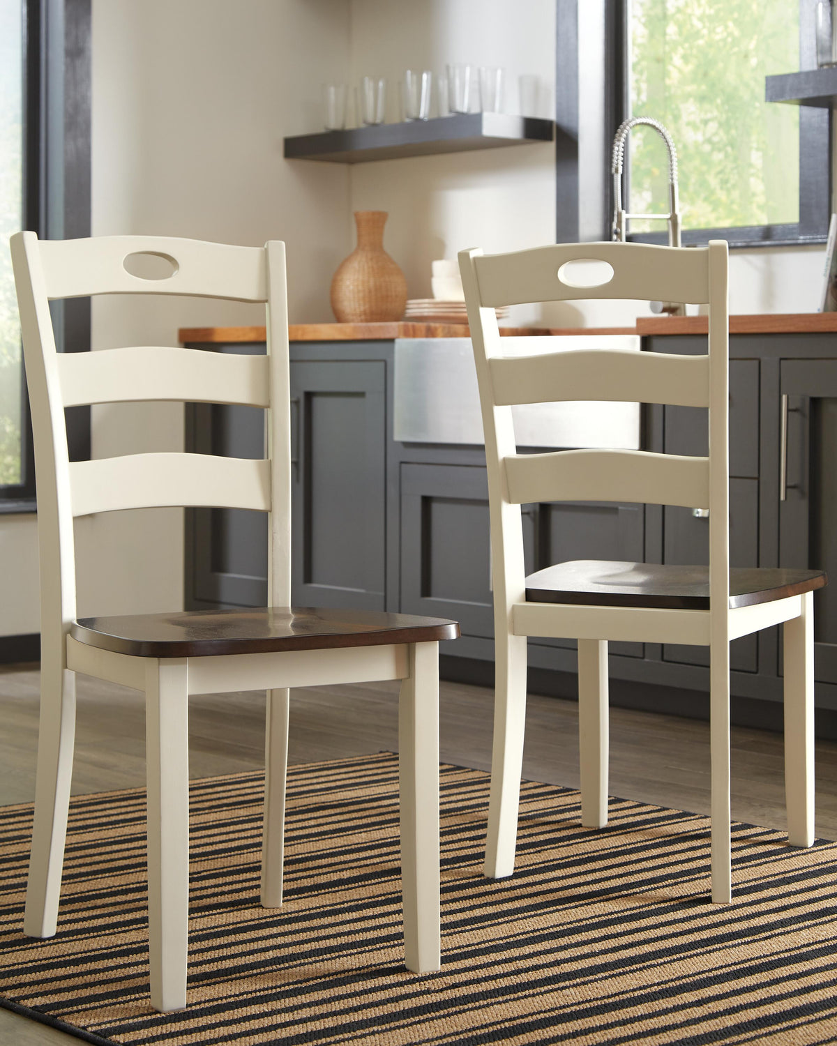 Woodanville Dining Chair in Cream/Brown, lifestyle view