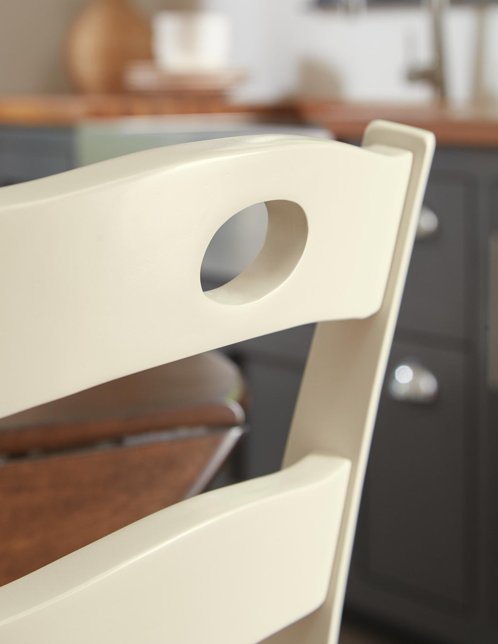 Woodanville Dining Chair in Cream/Brown, detail view