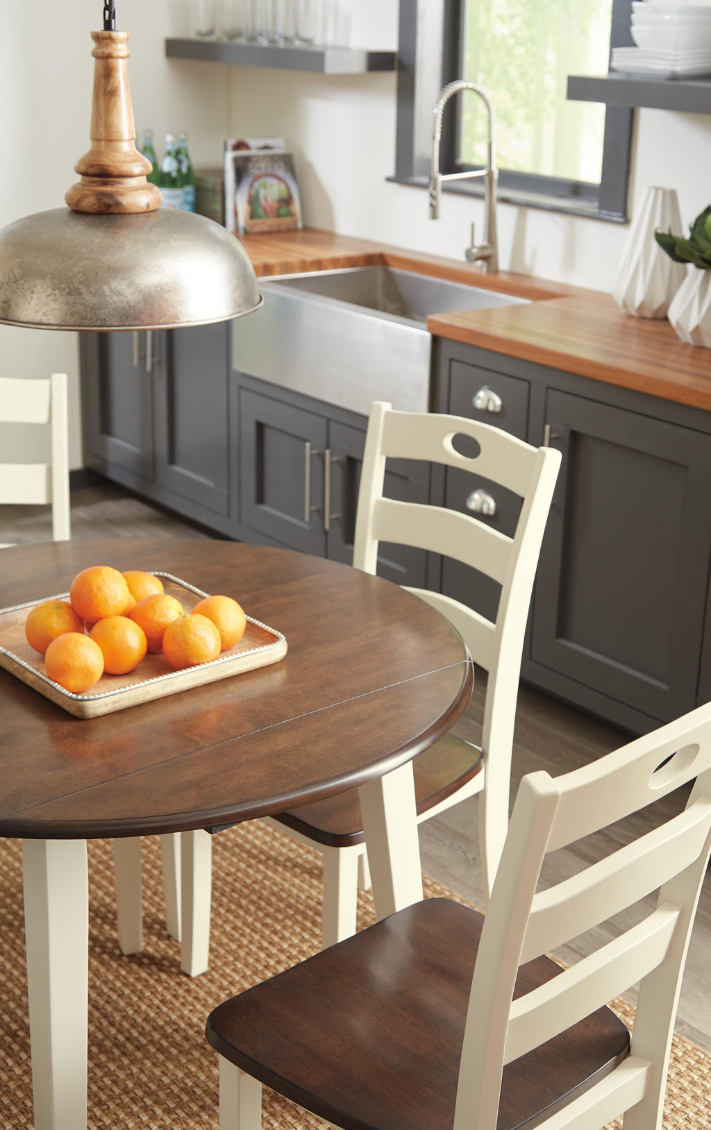 Woodanville Dining Drop Leaf Table in Cream/Brown, lifestyle view