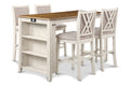Amy 5 Pc 60" Counter Storage Table+Chairs- Bisque/Brown
