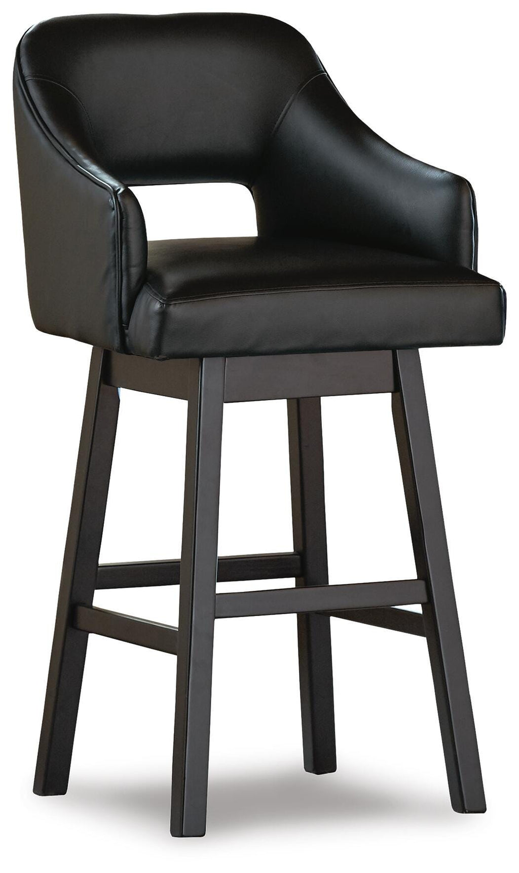 Tallenger Bar Height Bar Stool in Black/Dark Brown, angle view