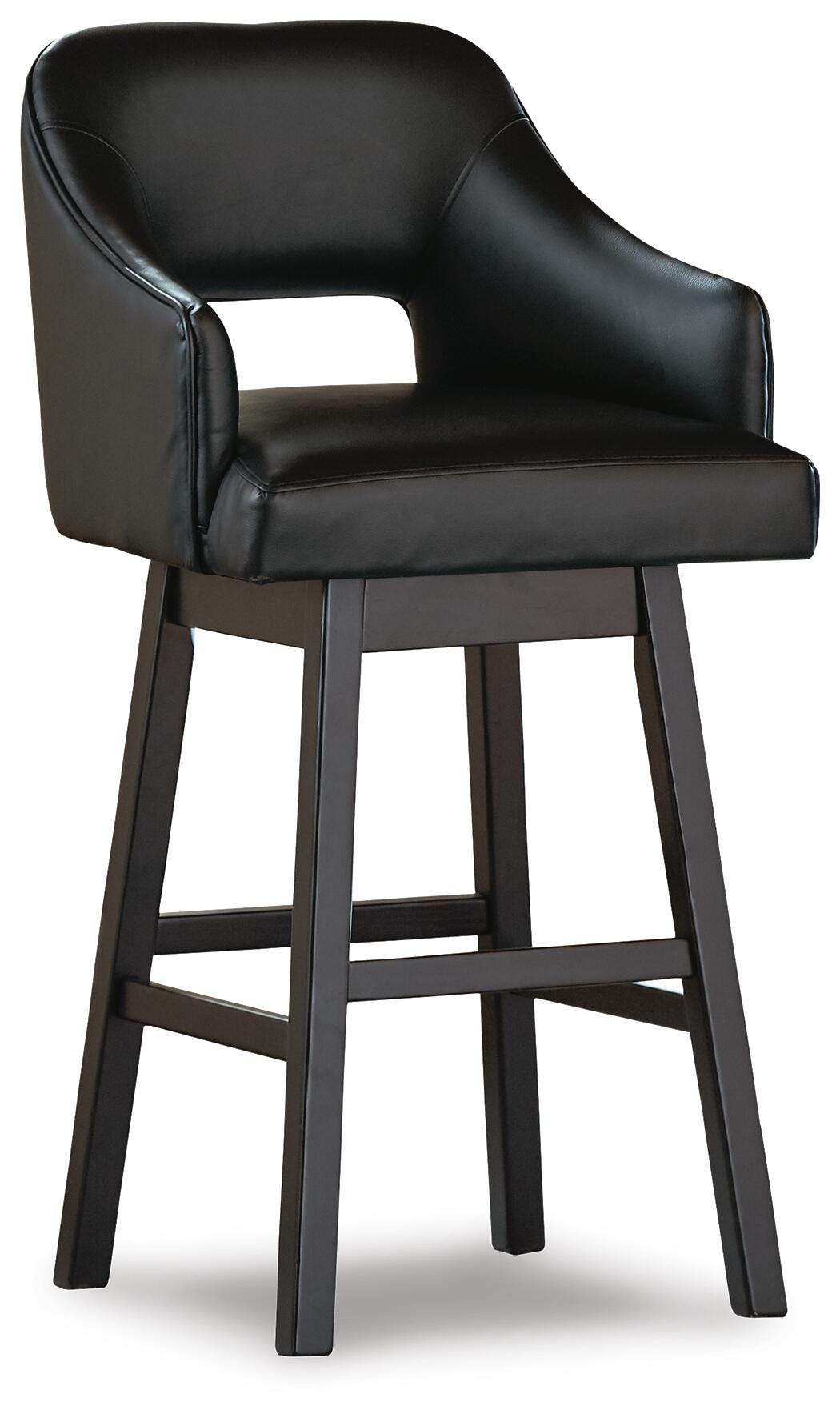 Tallenger Bar Height Bar Stool in Black/Dark Brown, angle view