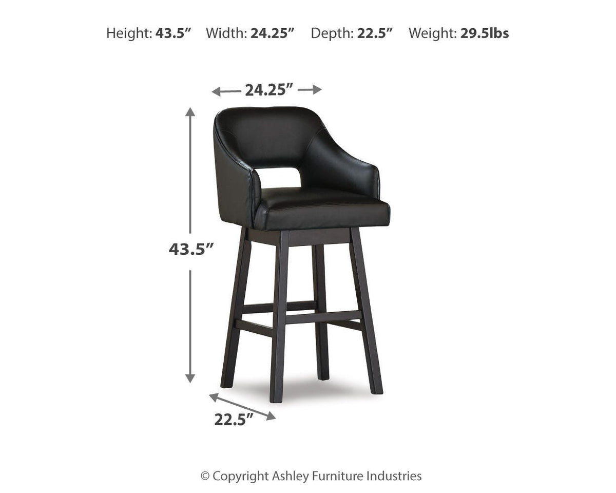 Tallenger Bar Height Bar Stool in Black/Dark Brown, alternate view 5