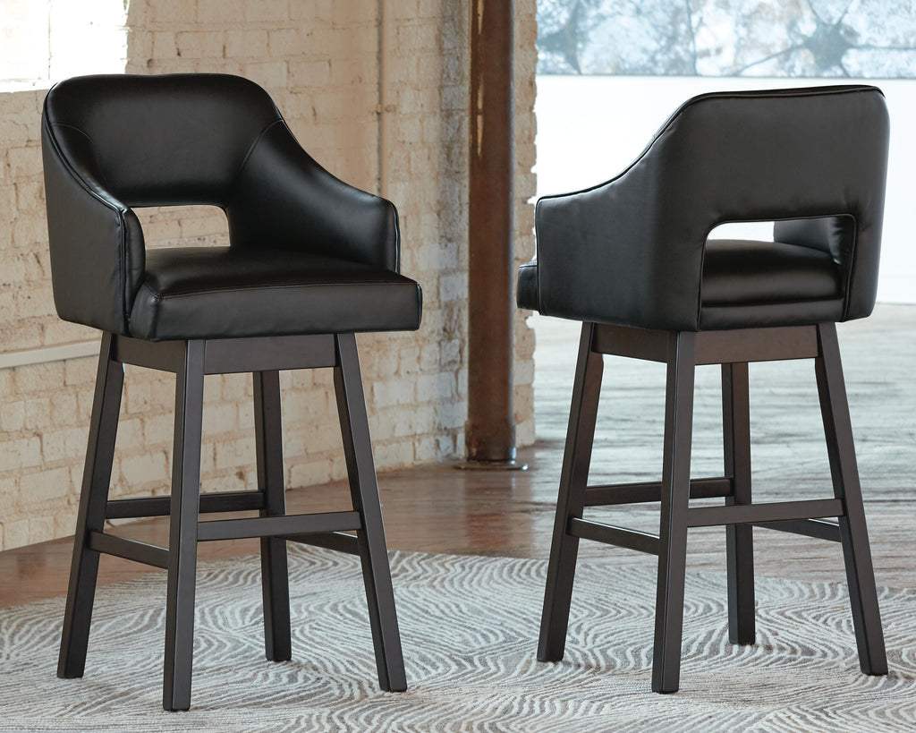 Tallenger Bar Height Bar Stool in Black/Dark Brown, lifestyle view